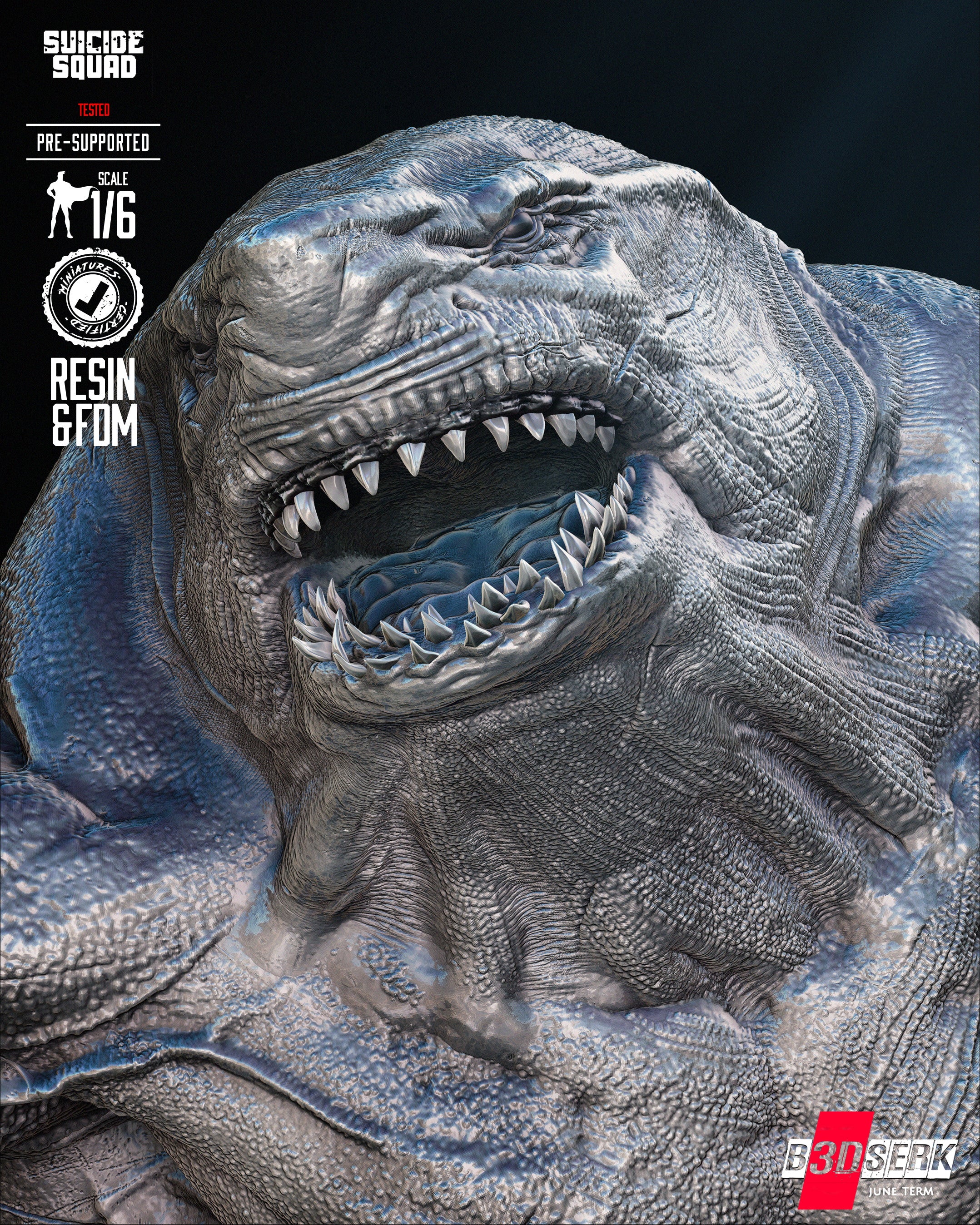 King Shark (Sculpt) - 3d Resin Printed 6 and 12 Scale - Fan Art