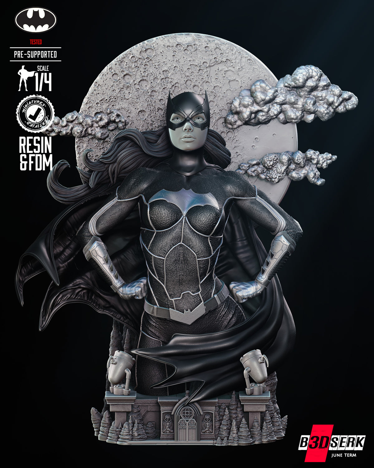 Batgirl Bust - 3d Resin Printed 4 and 8 Scale - Fan Art