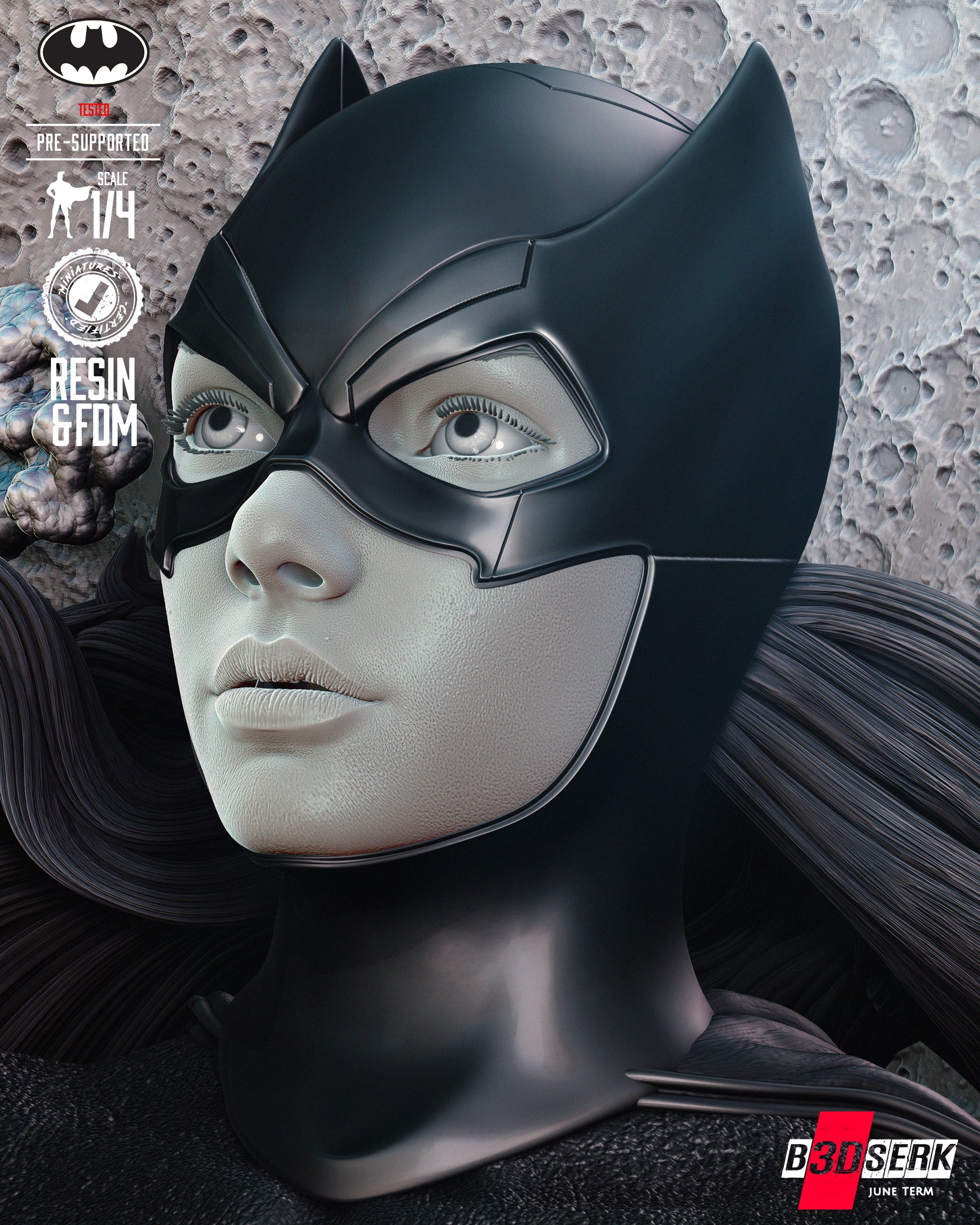 Batgirl Bust - 3d Resin Printed 4 and 8 Scale - Fan Art