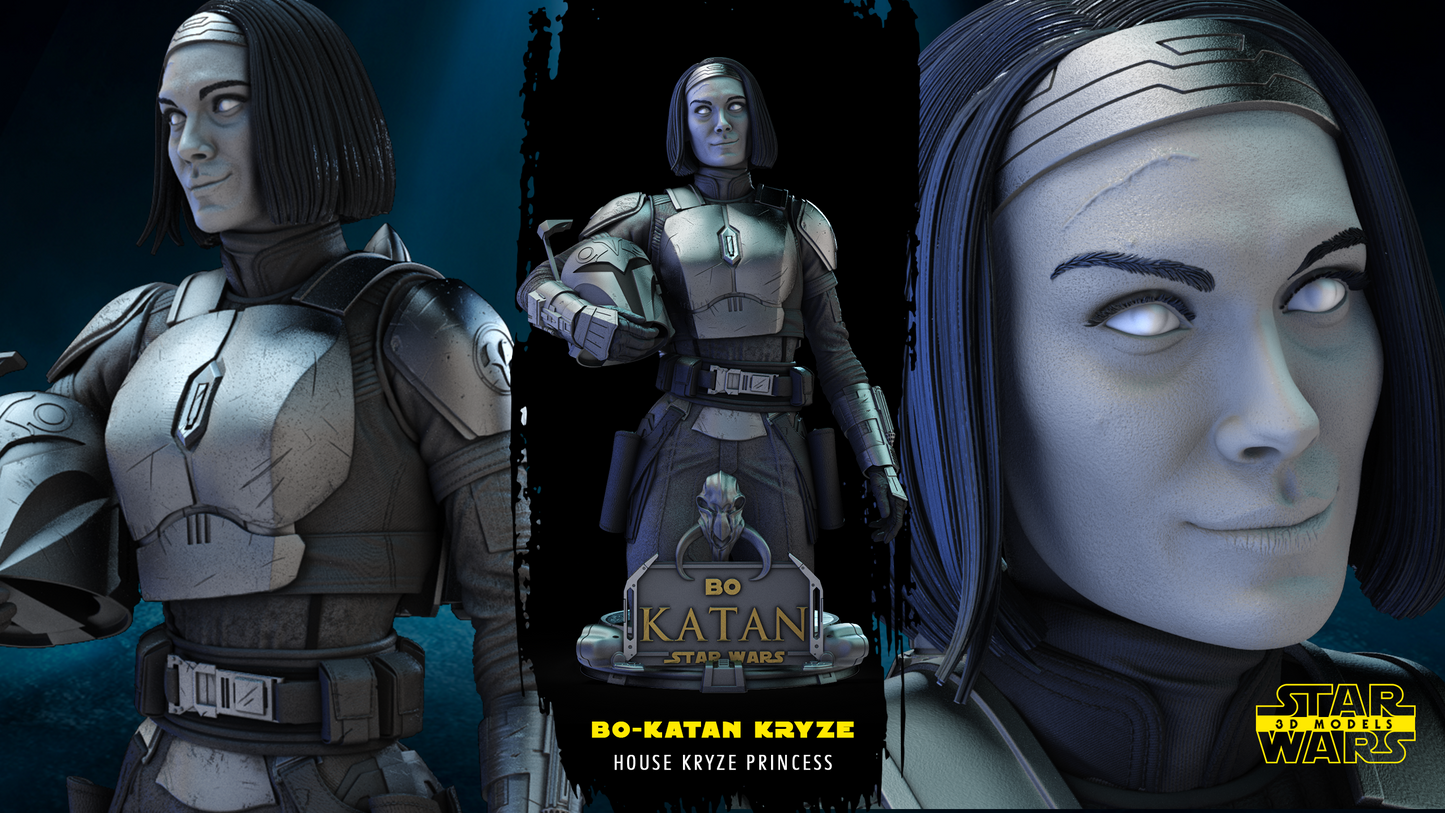 Bo Katan Bust (Fan Art) Star Wars - 1:4 or 1:8 Scale (300mm or 150mm) - 3D Printed