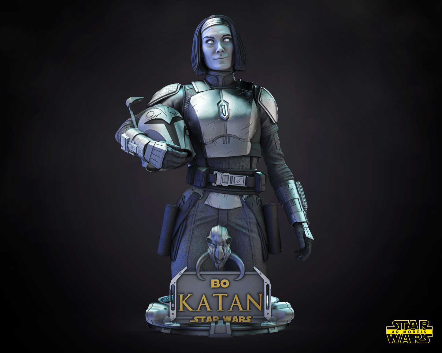 Bo Katan Bust (Fan Art) Star Wars - 1:4 or 1:8 Scale (300mm or 150mm) - 3D Printed
