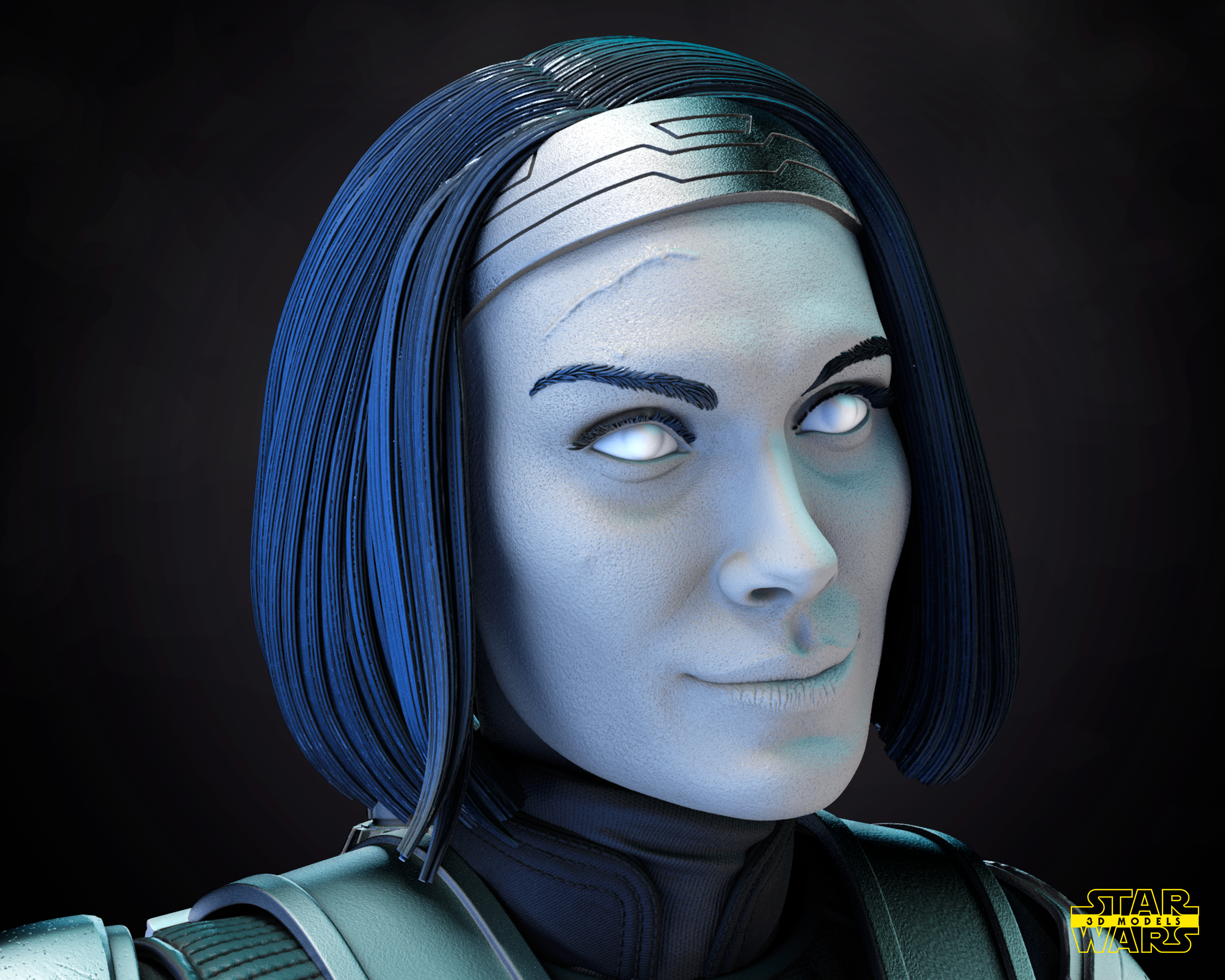 Bo Katan Bust (Fan Art) Star Wars - 1:4 or 1:8 Scale (300mm or 150mm) - 3D Printed