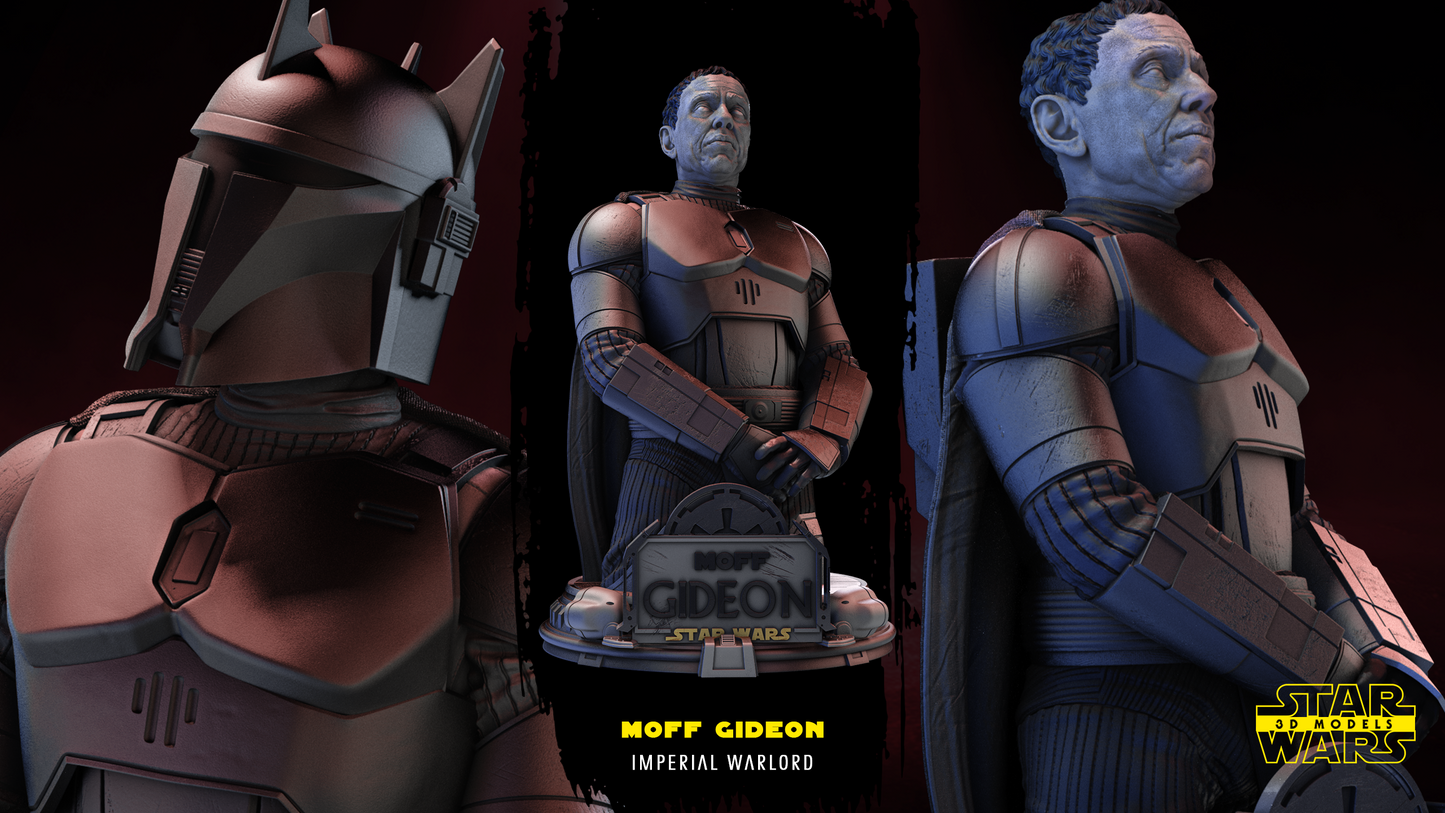 Moff Gideon Bust (Fan Art) Star Wars - 4 or 8 Scale (300mm or 150mm) - 3D Printed
