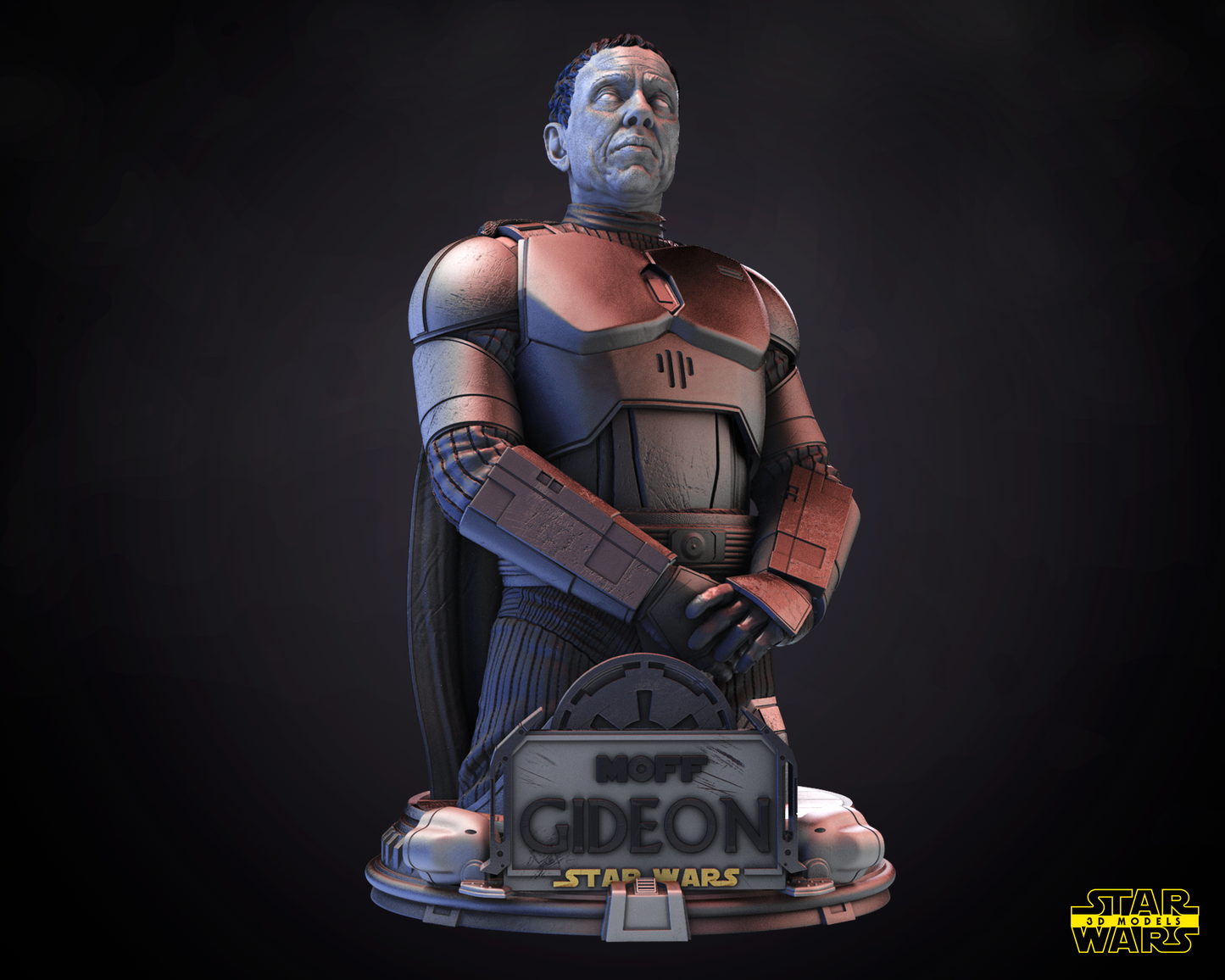 Moff Gideon Bust (Fan Art) Star Wars - 4 or 8 Scale (300mm or 150mm) - 3D Printed