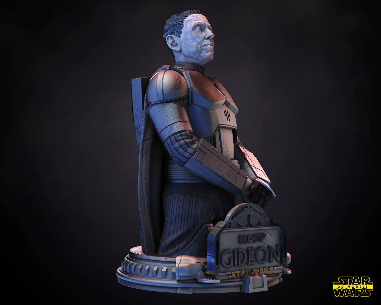 Moff Gideon Bust (Fan Art) Star Wars - 4 or 8 Scale (300mm or 150mm) - 3D Printed