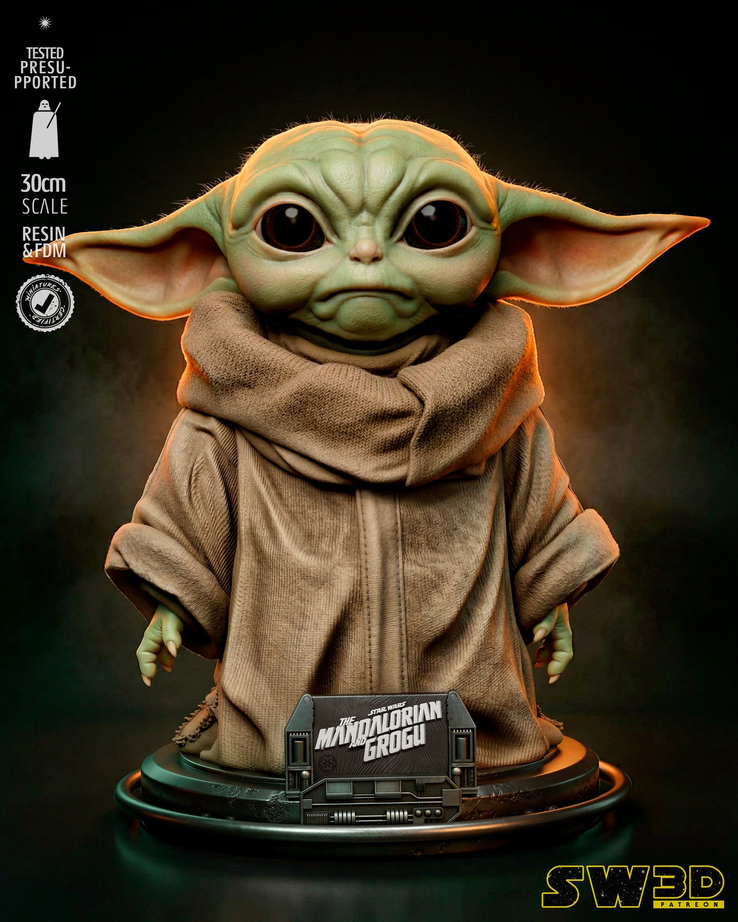 Grogu Bust (Star Wars) - 1:8 or 1:4 Scale  3D printed model kit (Fan Art)