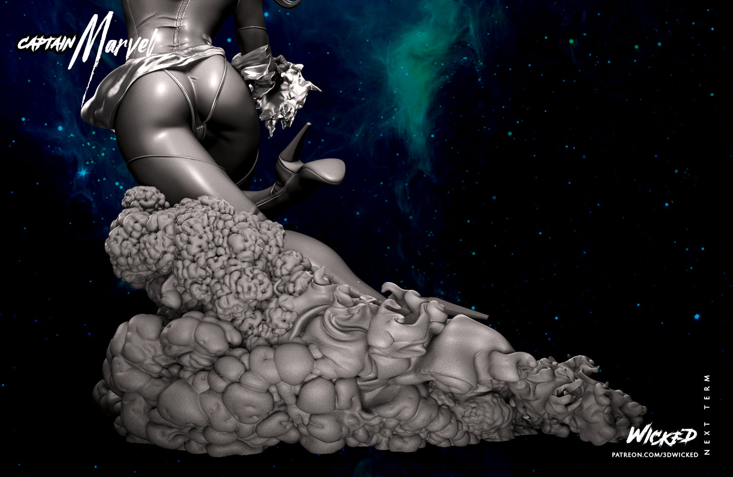 Captain Marvel Statue (Fan Art) - 6 or 12 scale (310mm or 155mm) - 3D Print