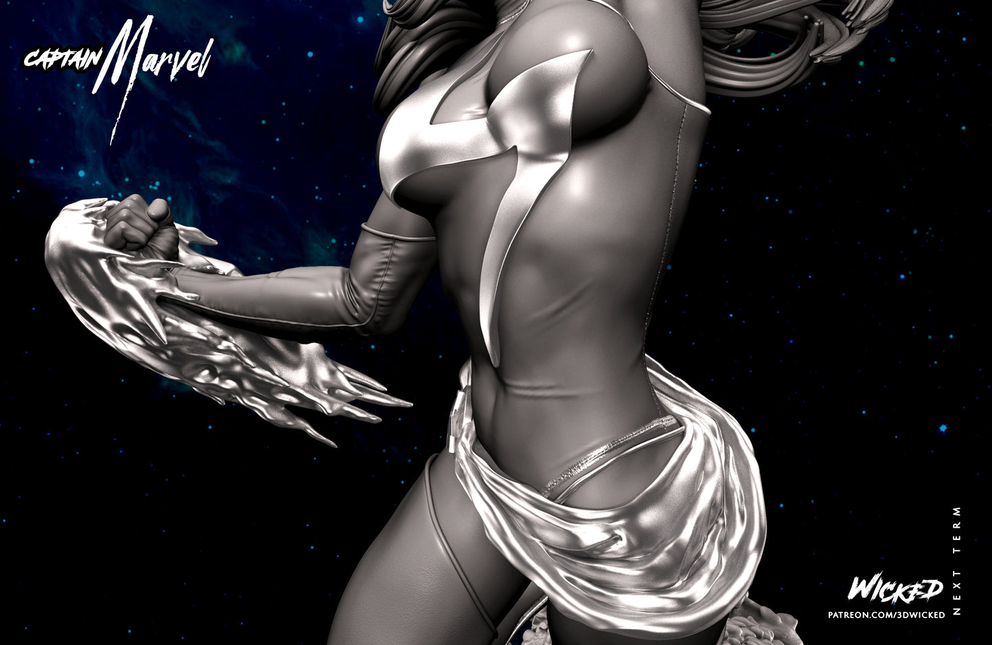 Captain Marvel Statue (Fan Art) - 6 or 12 scale (310mm or 155mm) - 3D Print
