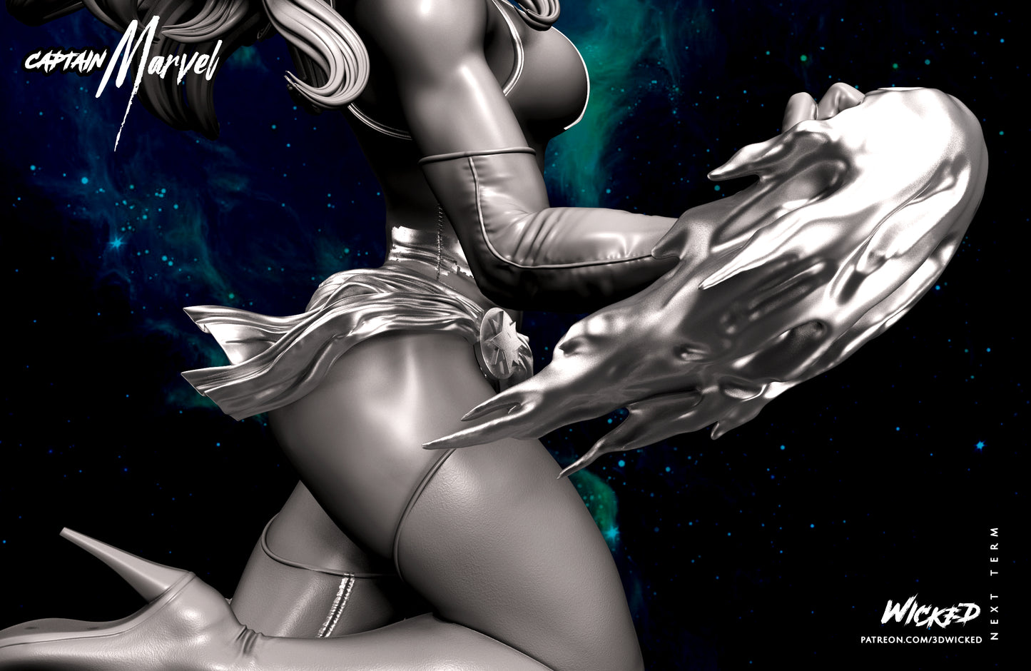 Captain Marvel Statue (Fan Art) - 6 or 12 scale (310mm or 155mm) - 3D Print