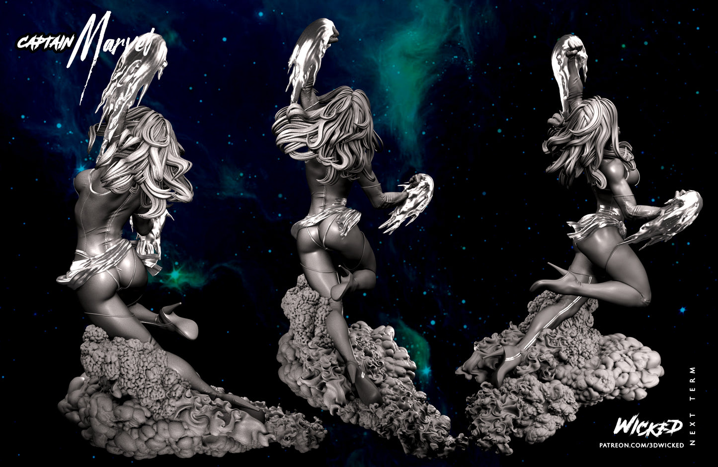 Captain Marvel Statue (Fan Art) - 6 or 12 scale (310mm or 155mm) - 3D Print