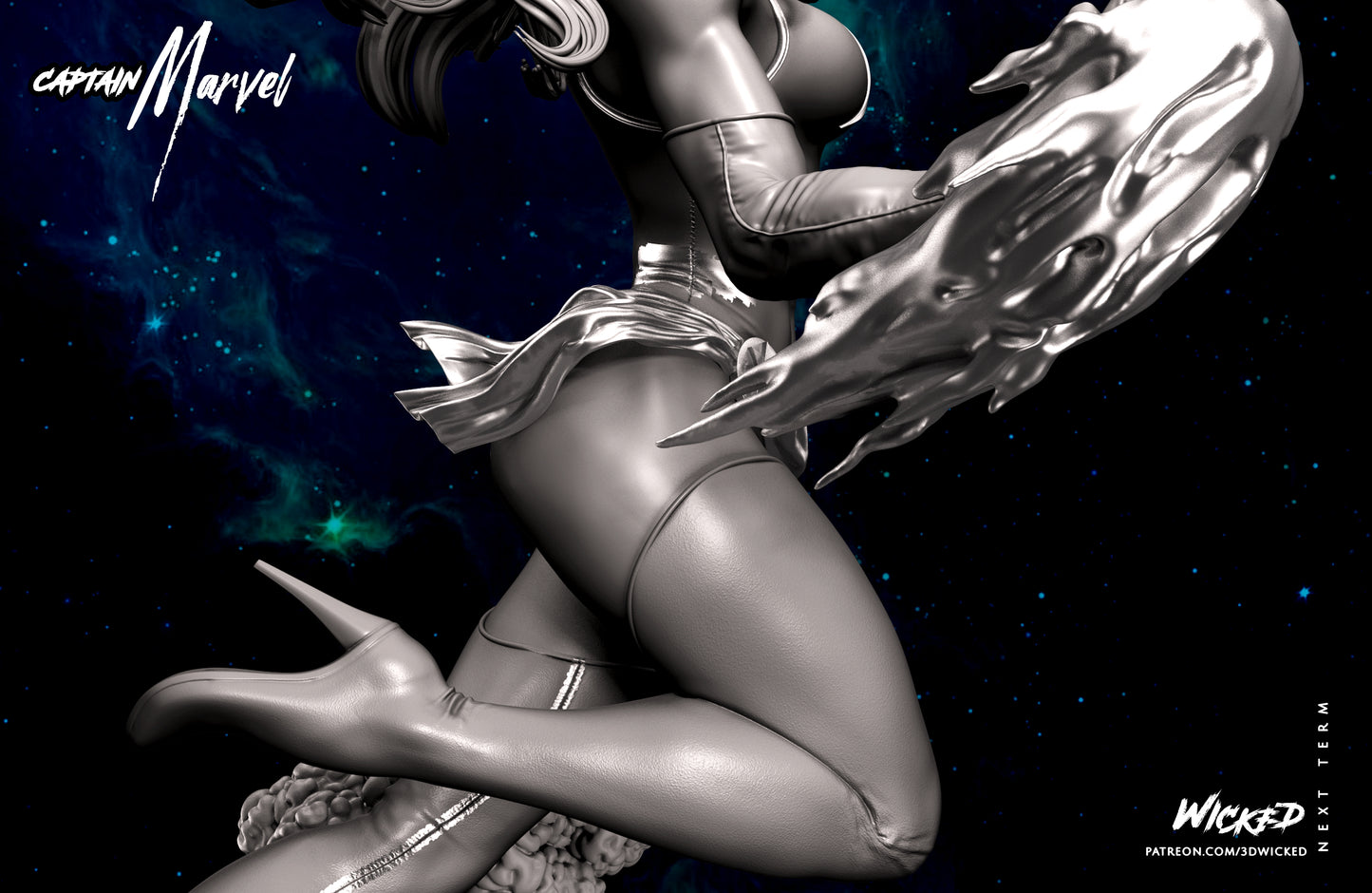 Captain Marvel Statue (Fan Art) - 6 or 12 scale (310mm or 155mm) - 3D Print