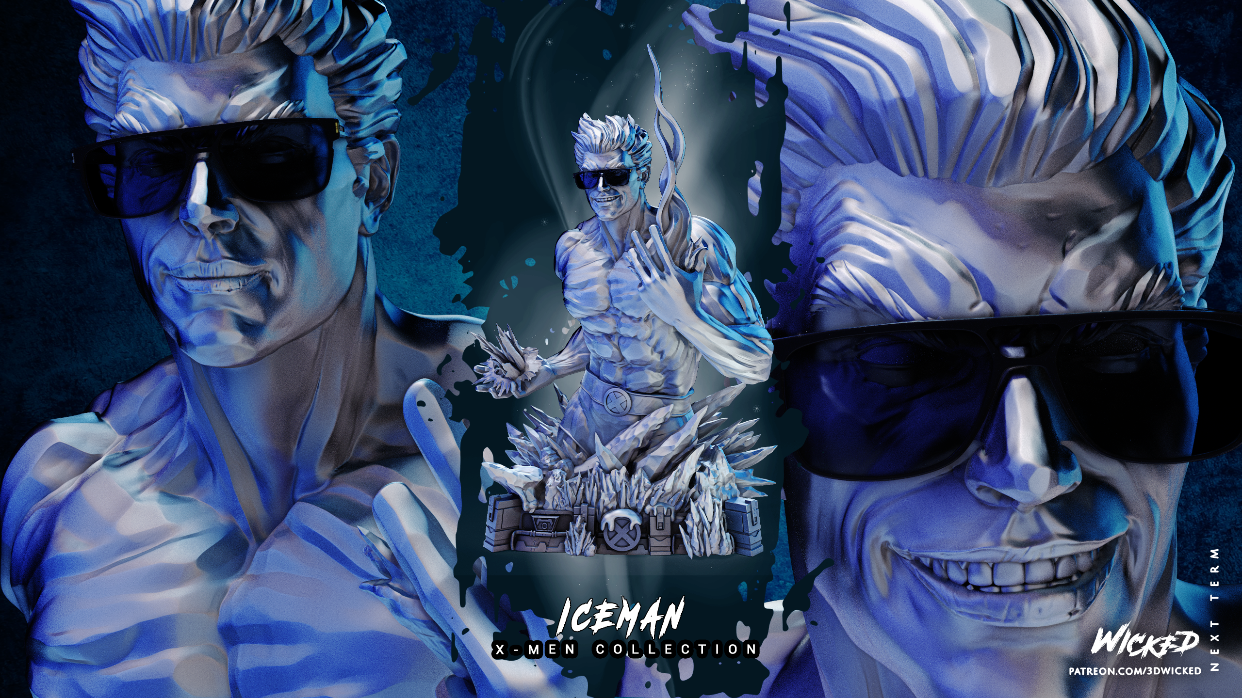 IceMan Bust (Marvel) - 3D printed kit - 4th Scale (370mm) or 8th Scale (185mm) Fan Art