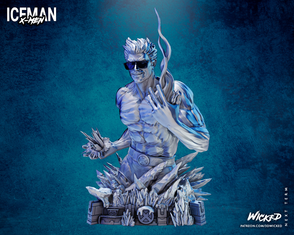 IceMan Bust (Marvel) - 3D printed kit - 4th Scale (370mm) or 8th Scale (185mm) Fan Art