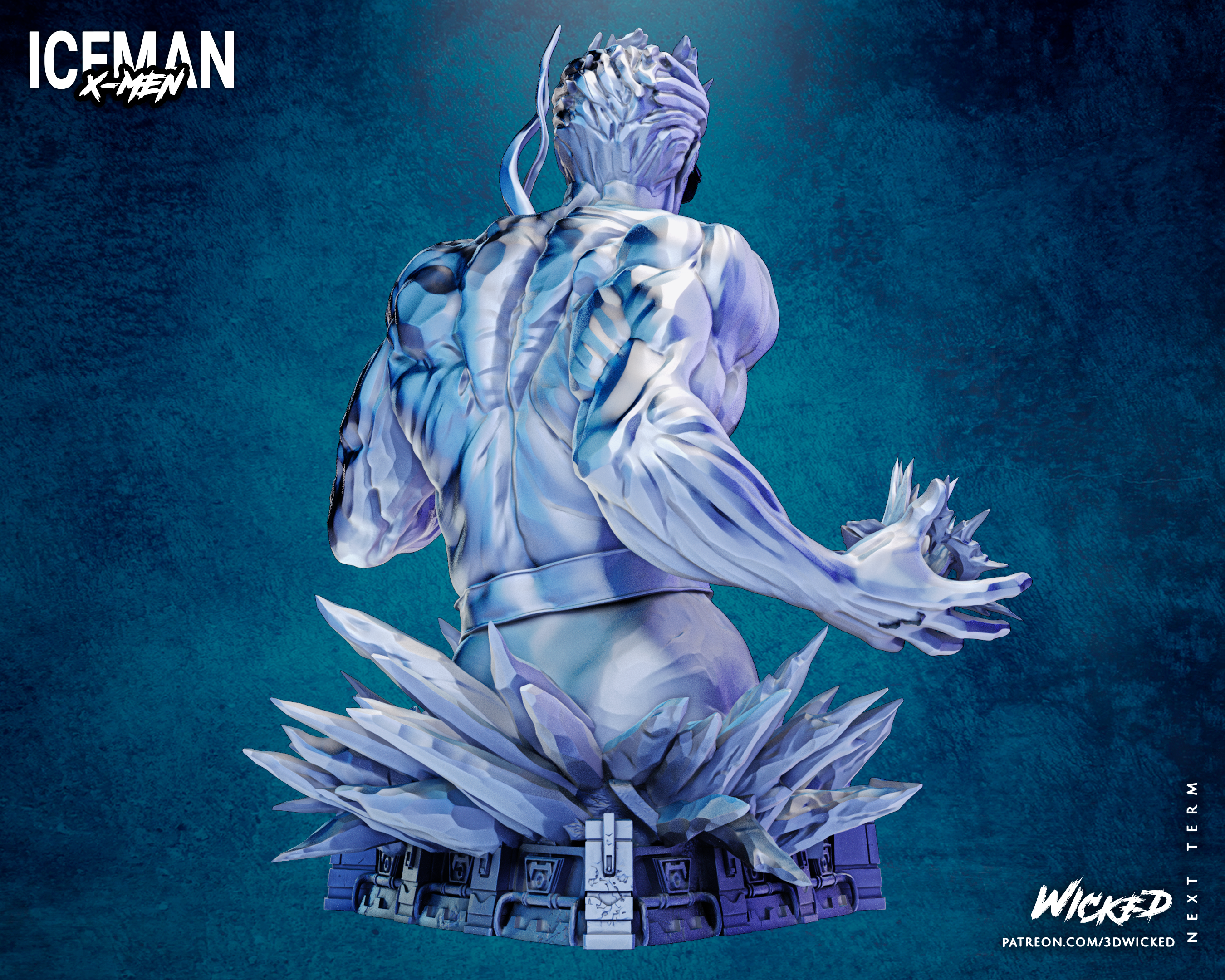 IceMan Bust (Marvel) - 3D printed kit - 4th Scale (370mm) or 8th Scale (185mm) Fan Art