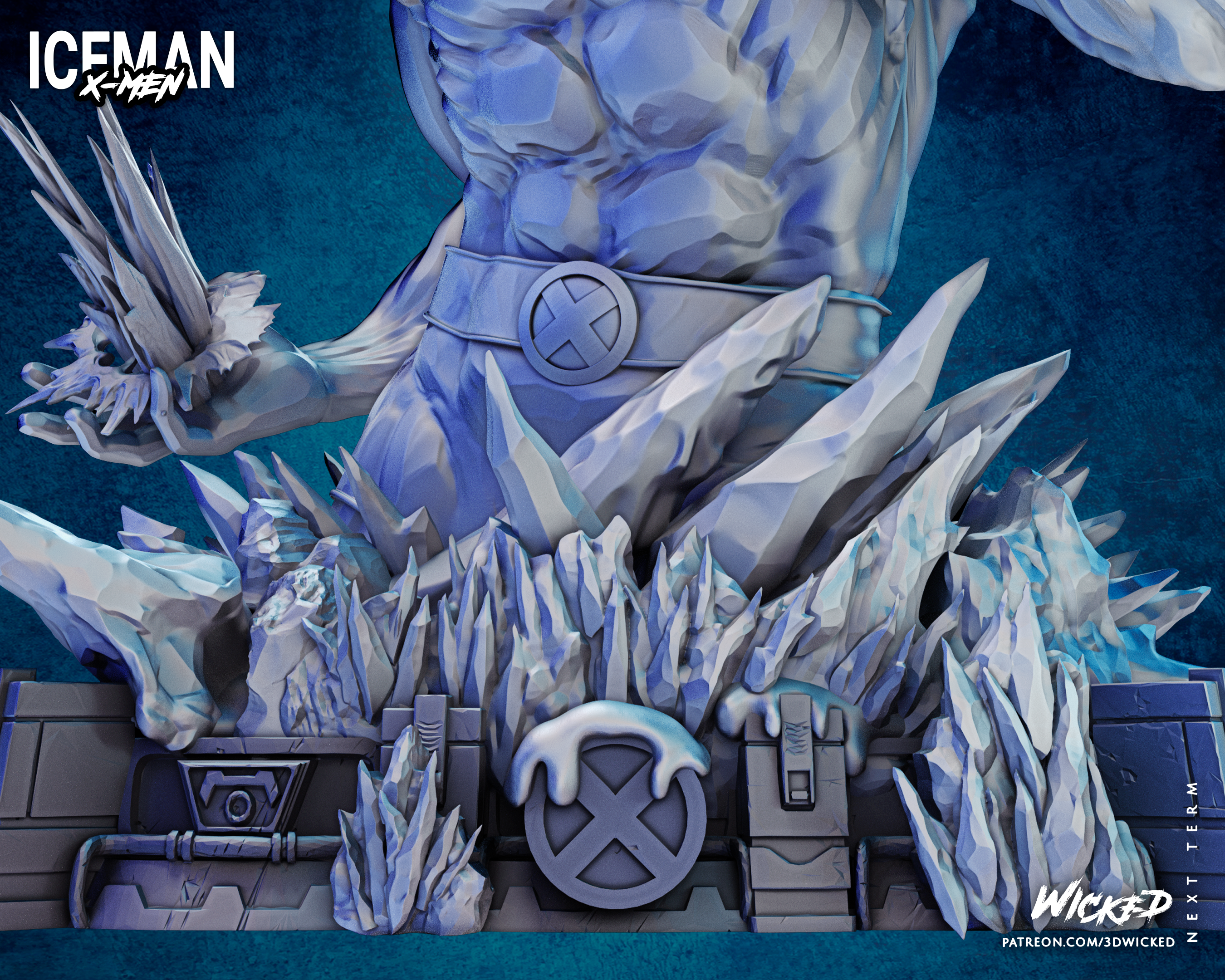 IceMan Bust (Marvel) - 3D printed kit - 4th Scale (370mm) or 8th Scale (185mm) Fan Art