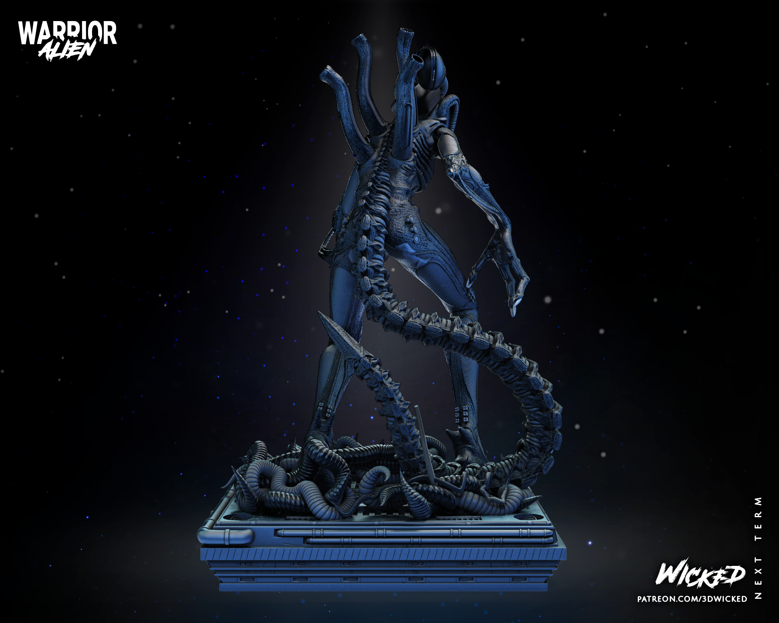 3D printed Alien Warrior Sculpture - 188mm to 377mm (1/6 Scale) Fan Art