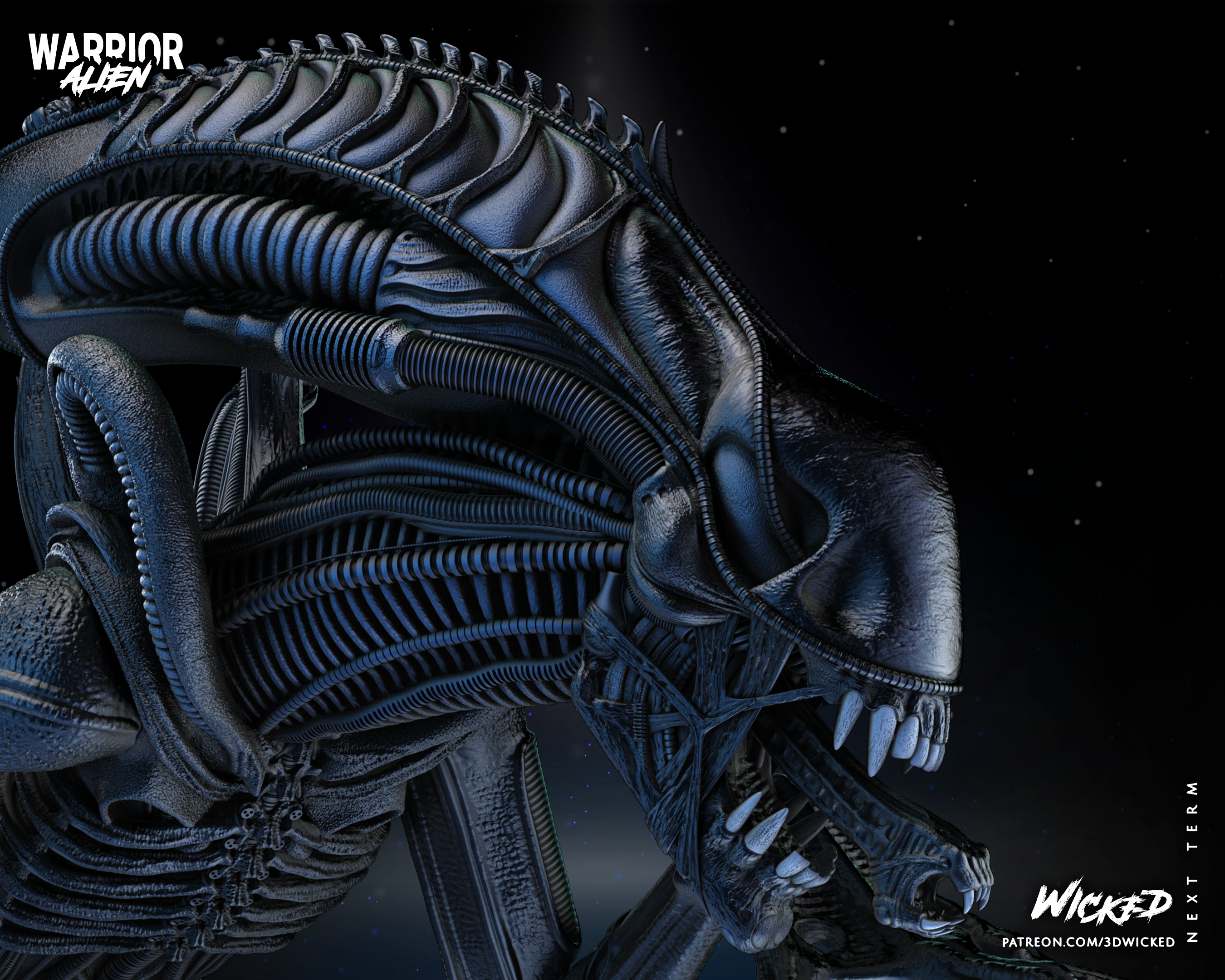 3D printed Alien Warrior Sculpture - 188mm to 377mm (1/6 Scale) Fan Art