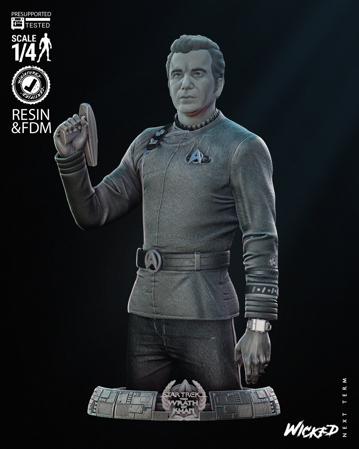 Kirk (Star Trek Wrath of Khan) Bust - 3D Print - Fan Art