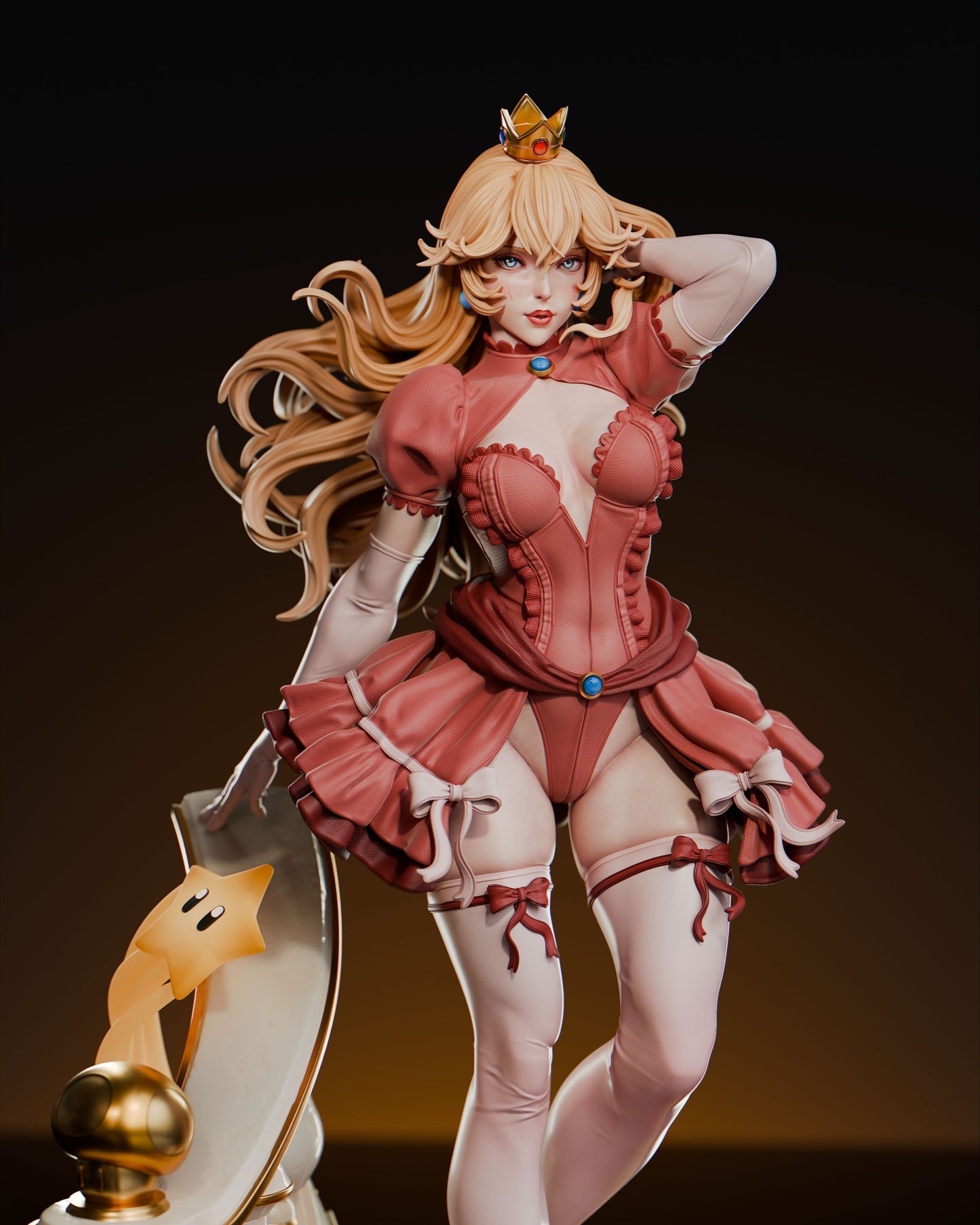 Princess Peach - 3d Printed Statue Model Kit - Mario - 6 Scale