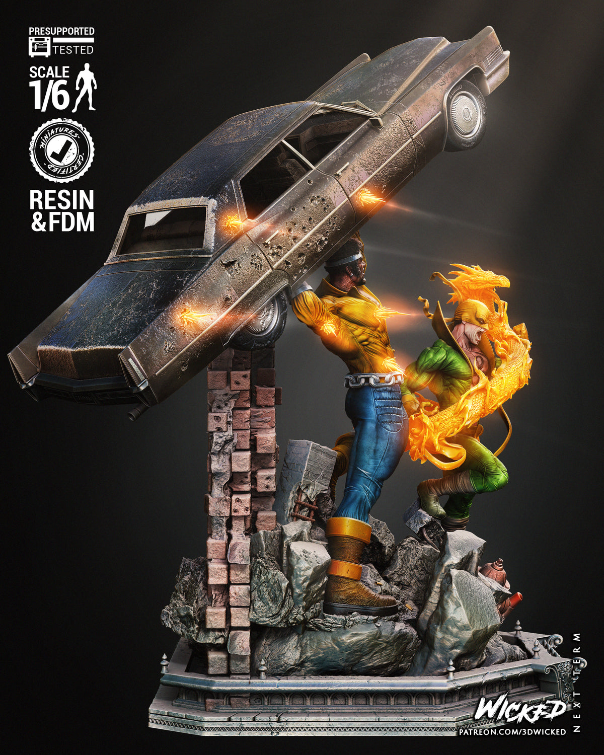 Iron Fist & Luke Cage (Fan Art) Diorama v1 - 6 or 12 scale - 3D Print kit