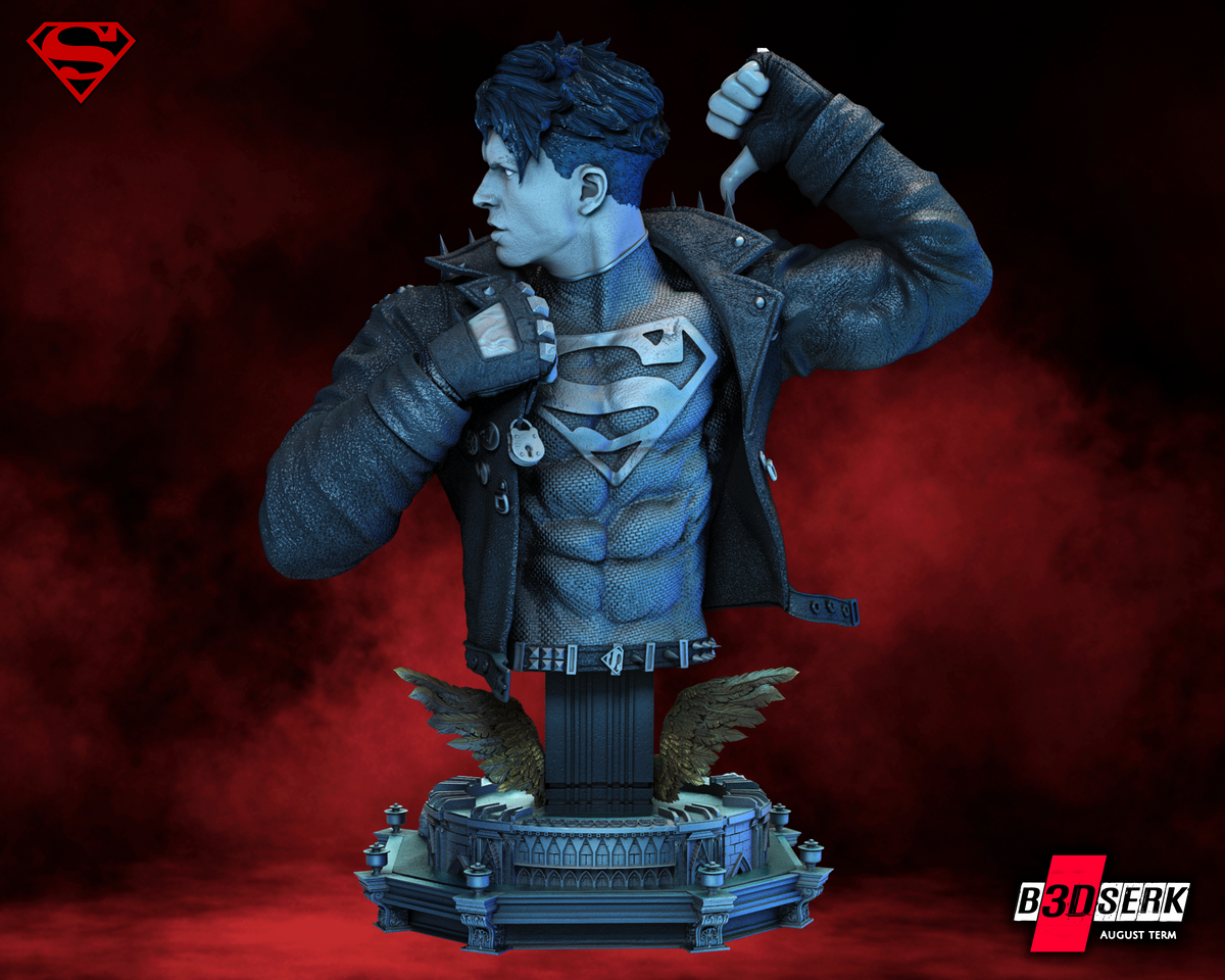 Superboy Bust (fan art) Figurine 3d Resin Printed 4th and 8 Scale