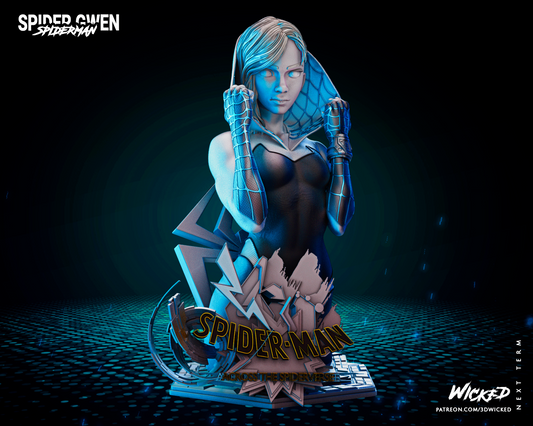 Spider Gwen (Marvel) 3D Printed Bust Fan Art.  1:4 - 1:8 (295mm to 147mm)