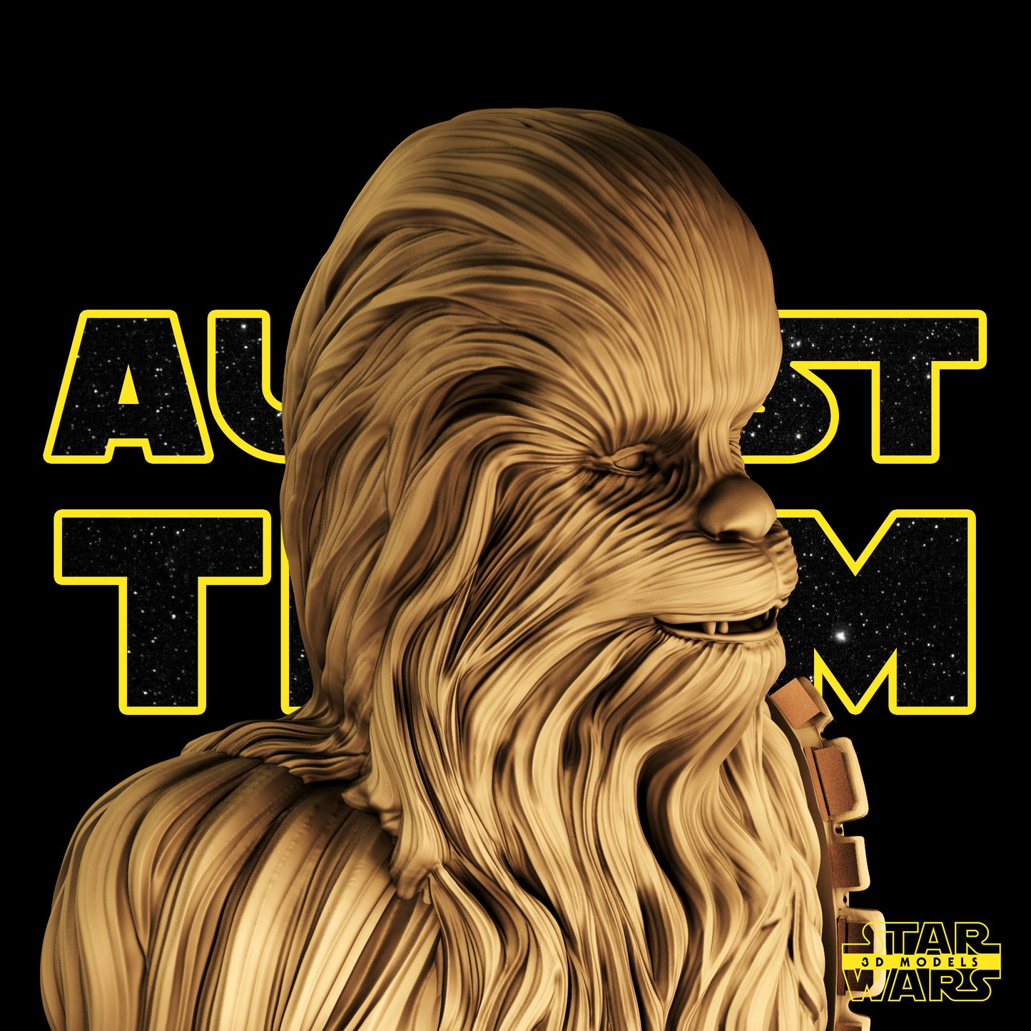 Chewbacca Bust (Fan Art) - 1:4 or 1:8 Scale (200mm or 100mm) - 3D Printed