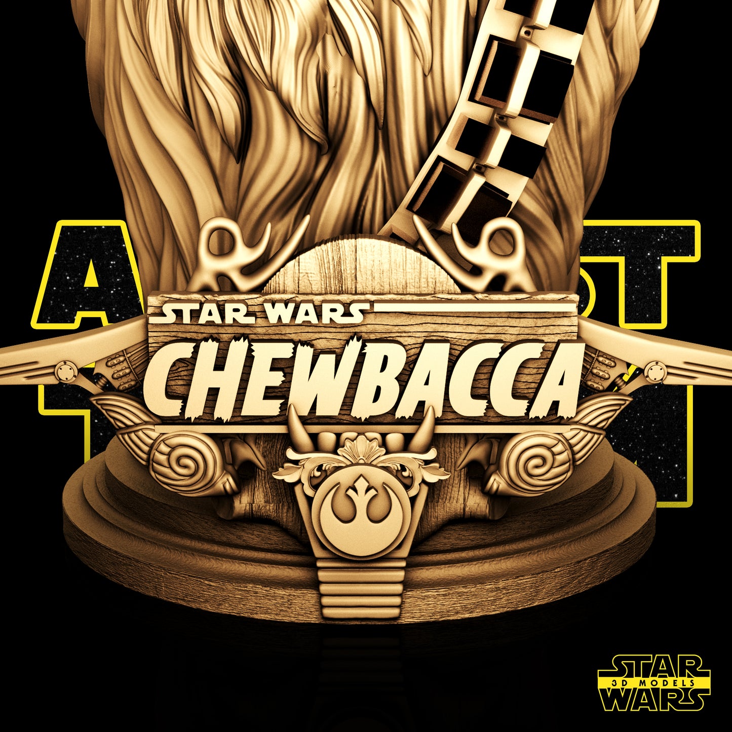 Chewbacca Bust (Fan Art) - 1:4 or 1:8 Scale (200mm or 100mm) - 3D Printed