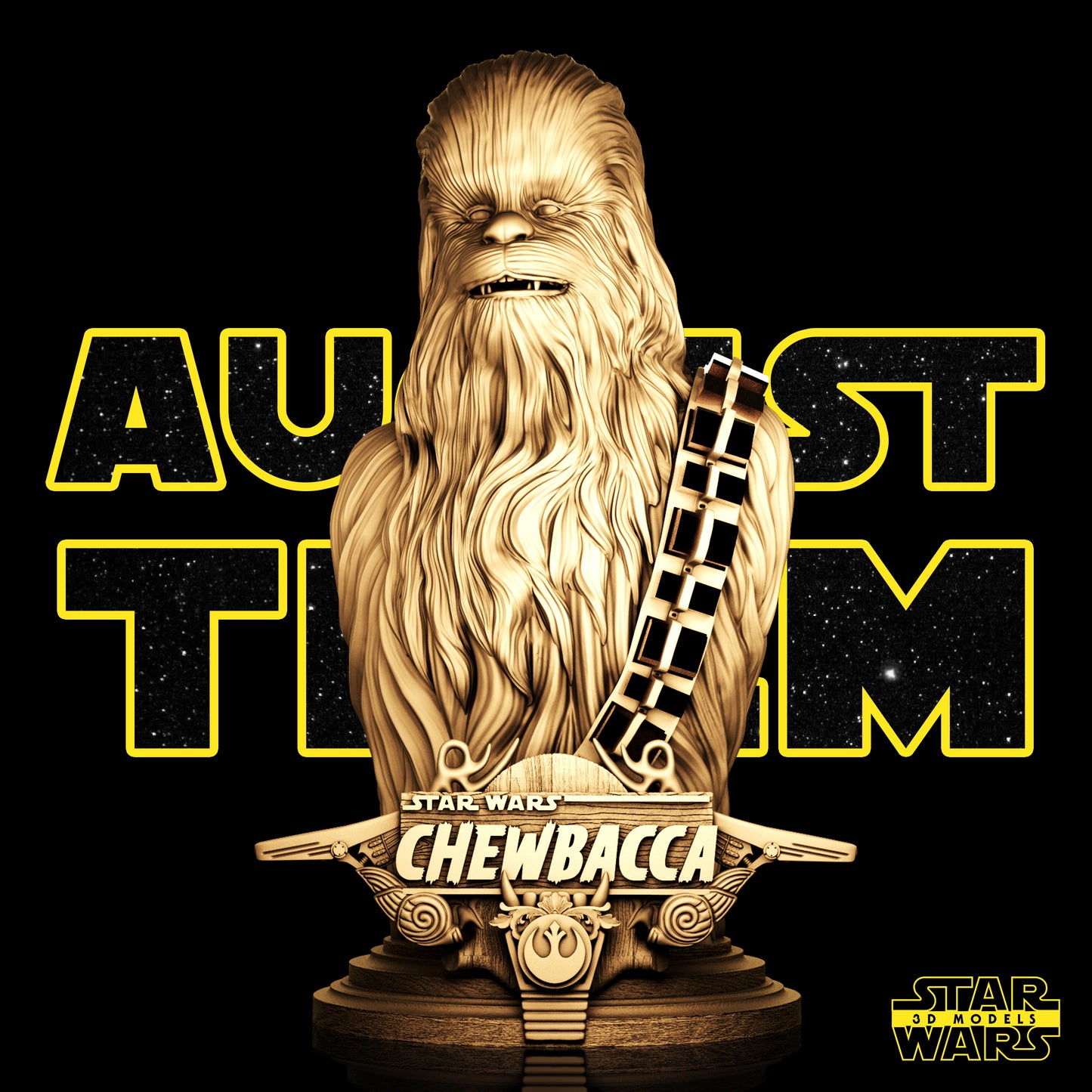 Chewbacca Bust (Fan Art) - 1:4 or 1:8 Scale (200mm or 100mm) - 3D Printed