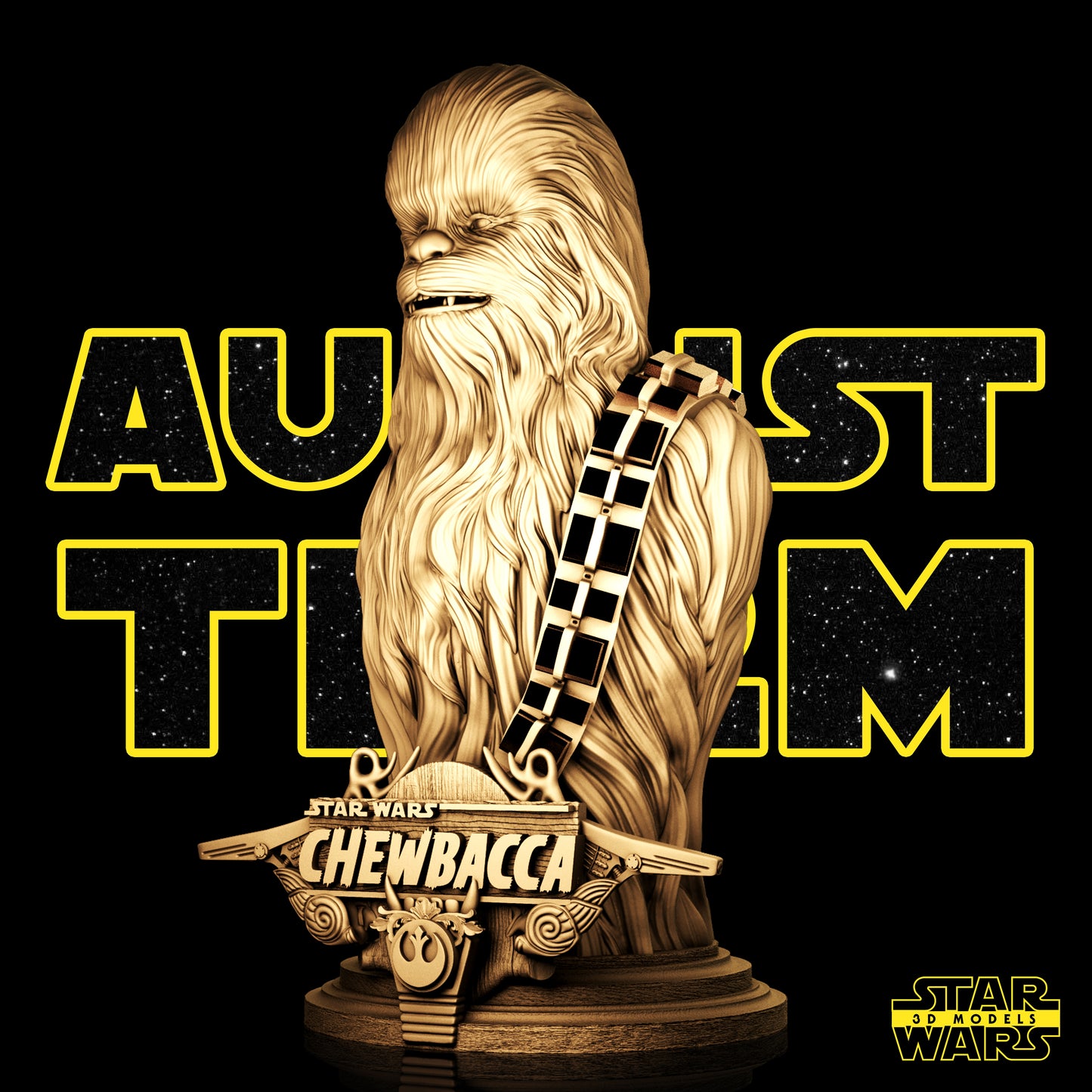 Chewbacca Bust (Fan Art) - 1:4 or 1:8 Scale (200mm or 100mm) - 3D Printed