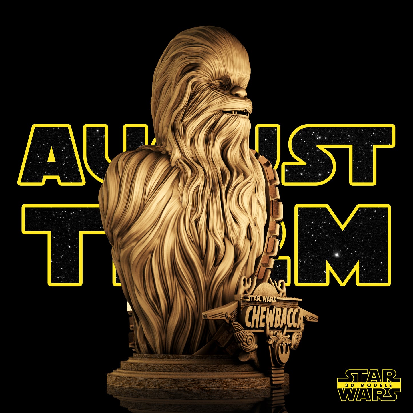 Chewbacca Bust (Fan Art) - 1:4 or 1:8 Scale (200mm or 100mm) - 3D Printed