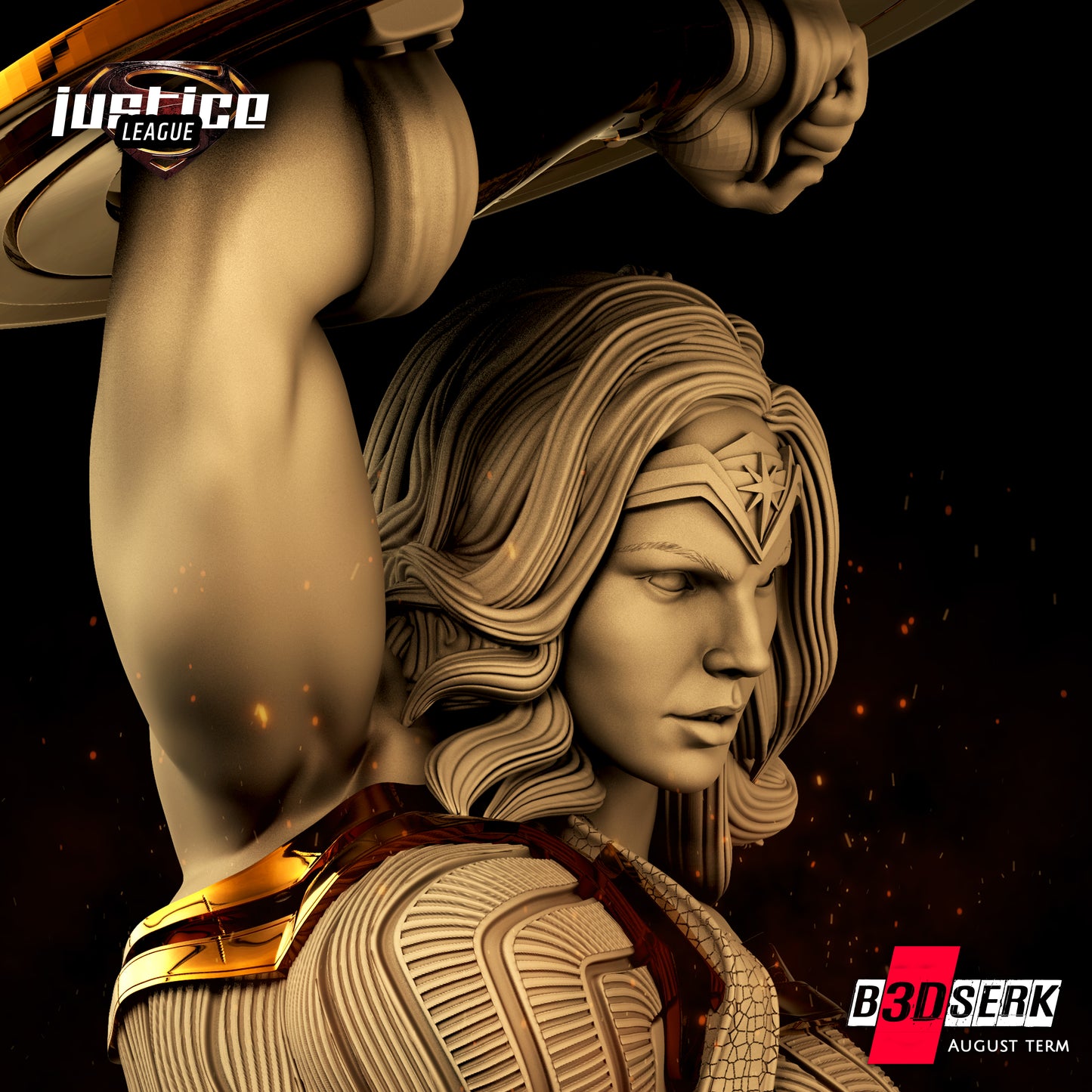 Wonder Woman Sculpture - 6 or 12 scale (360mm or 180mm) Fan Art - 3D Printed