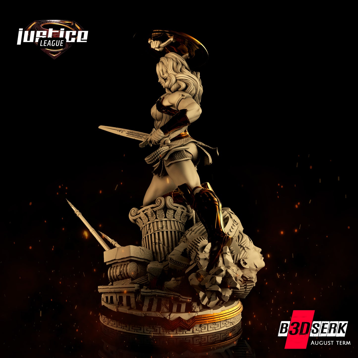 Wonder Woman Sculpture - 6 or 12 scale (360mm or 180mm) Fan Art - 3D Printed