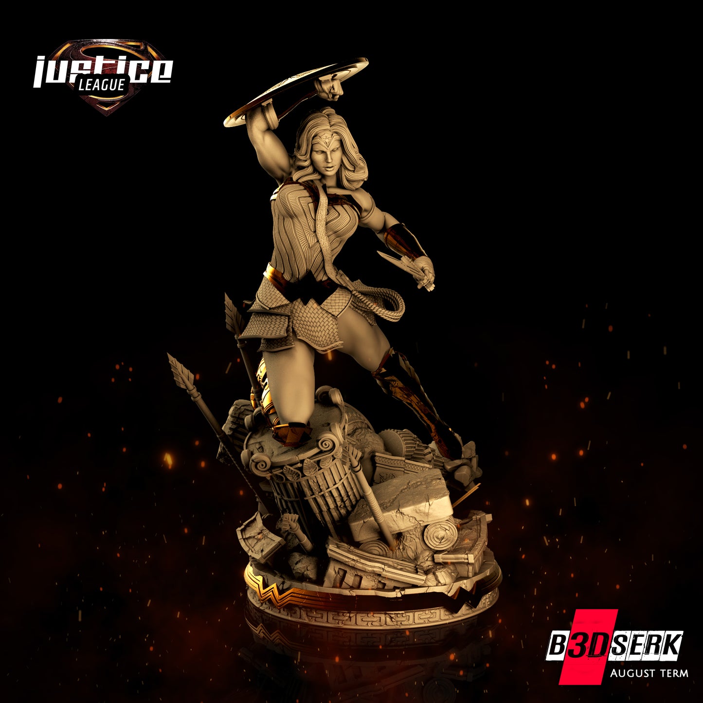 Wonder Woman Sculpture - 6 or 12 scale (360mm or 180mm) Fan Art - 3D Printed