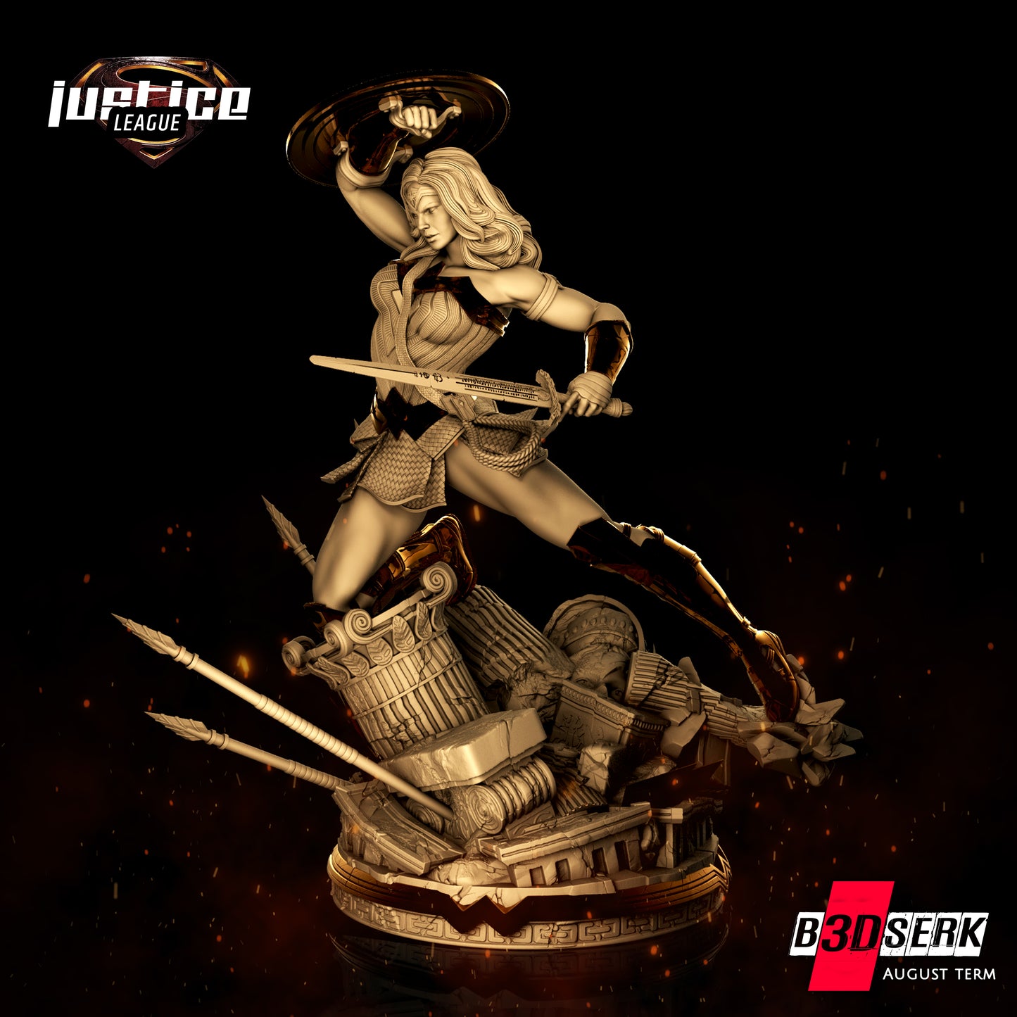 Wonder Woman Sculpture - 6 or 12 scale (360mm or 180mm) Fan Art - 3D Printed