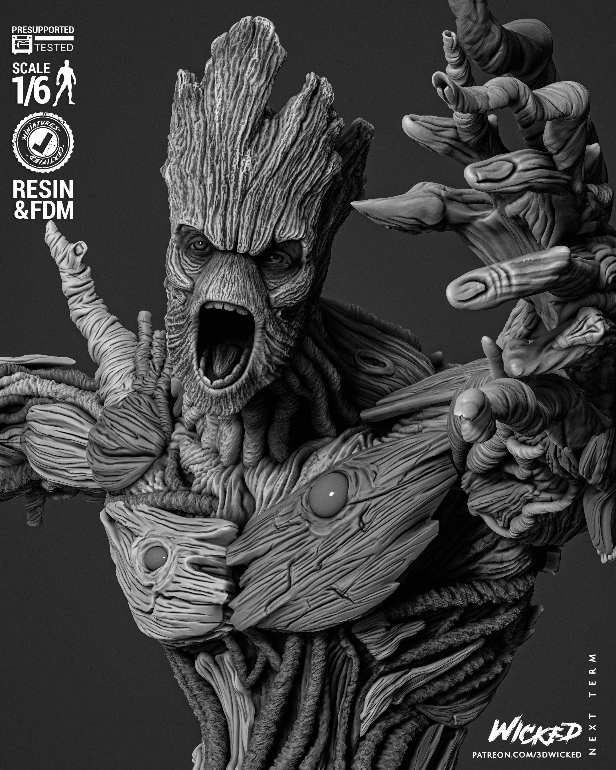 Groot (Sculpt) - Fan Art - 3D Print Kit (Wick3d)