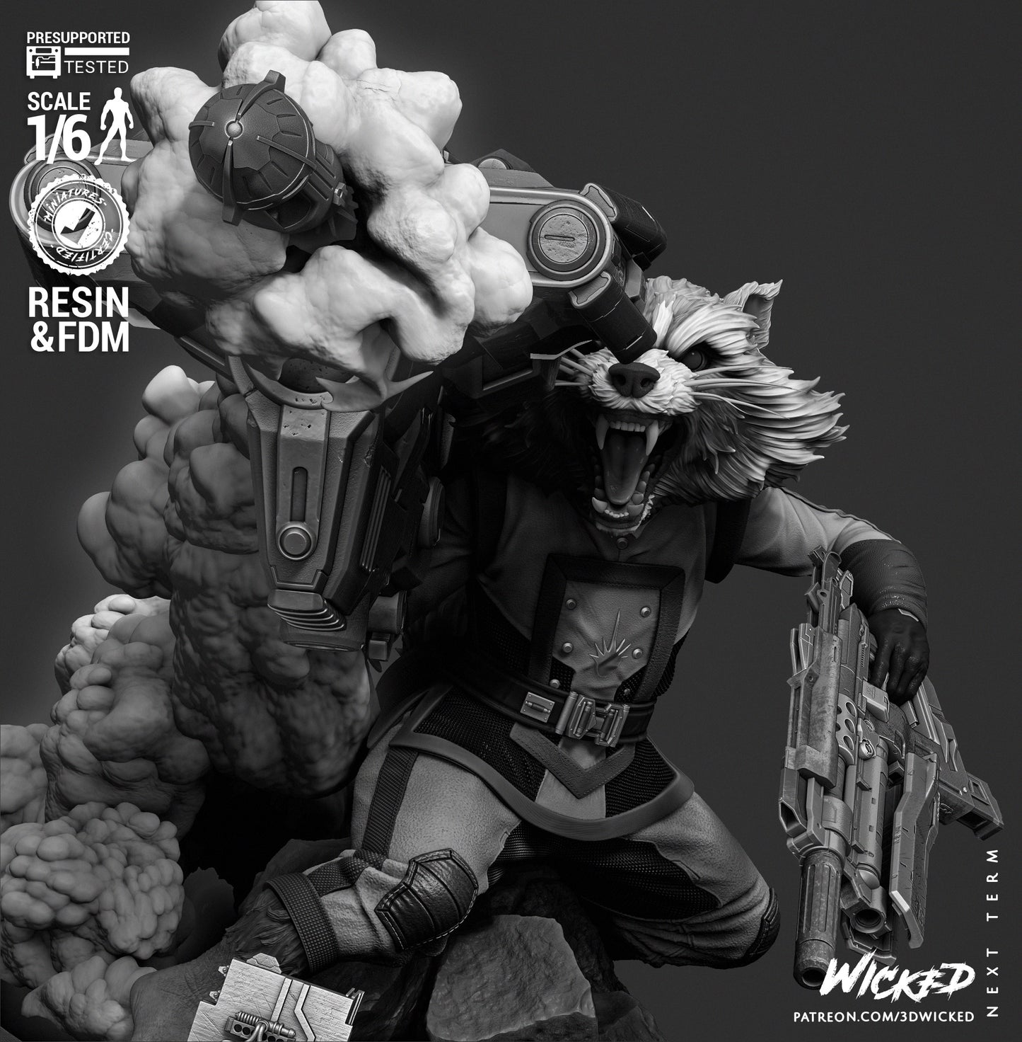 Rocket (Sculpt) - Fan Art - 3D Print Kit (Wick3d)