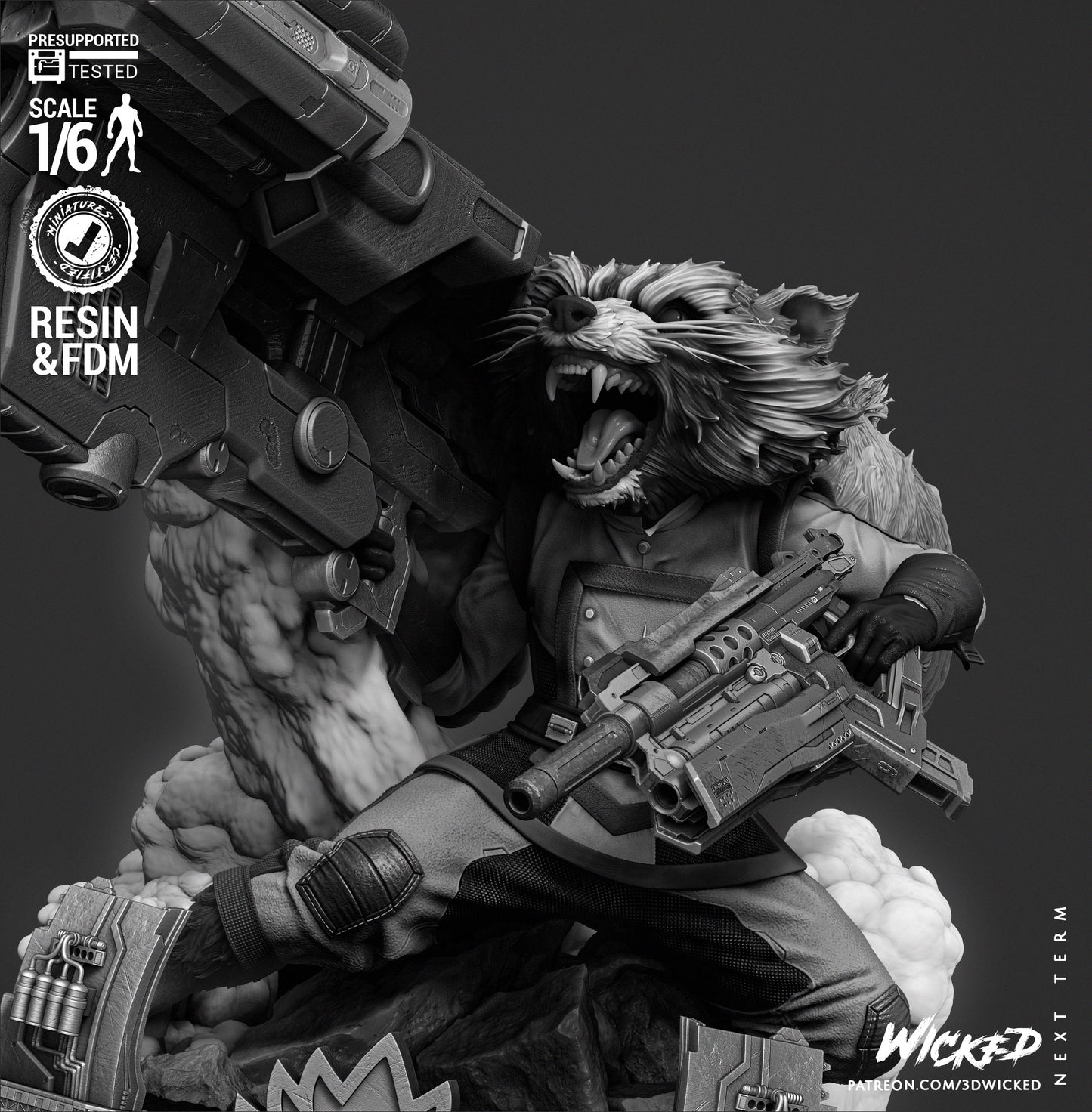 Rocket (Sculpt) - Fan Art - 3D Print Kit (Wick3d)
