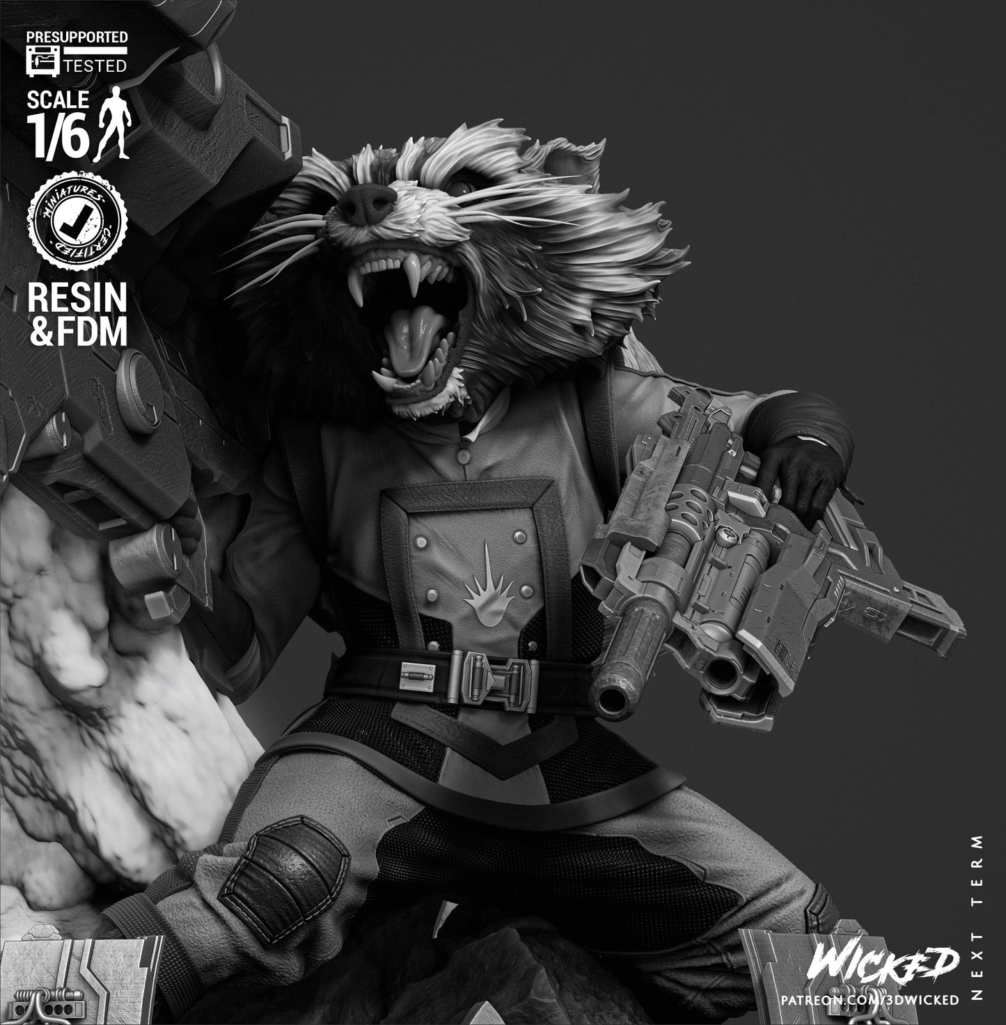 Rocket (Sculpt) - Fan Art - 3D Print Kit (Wick3d)