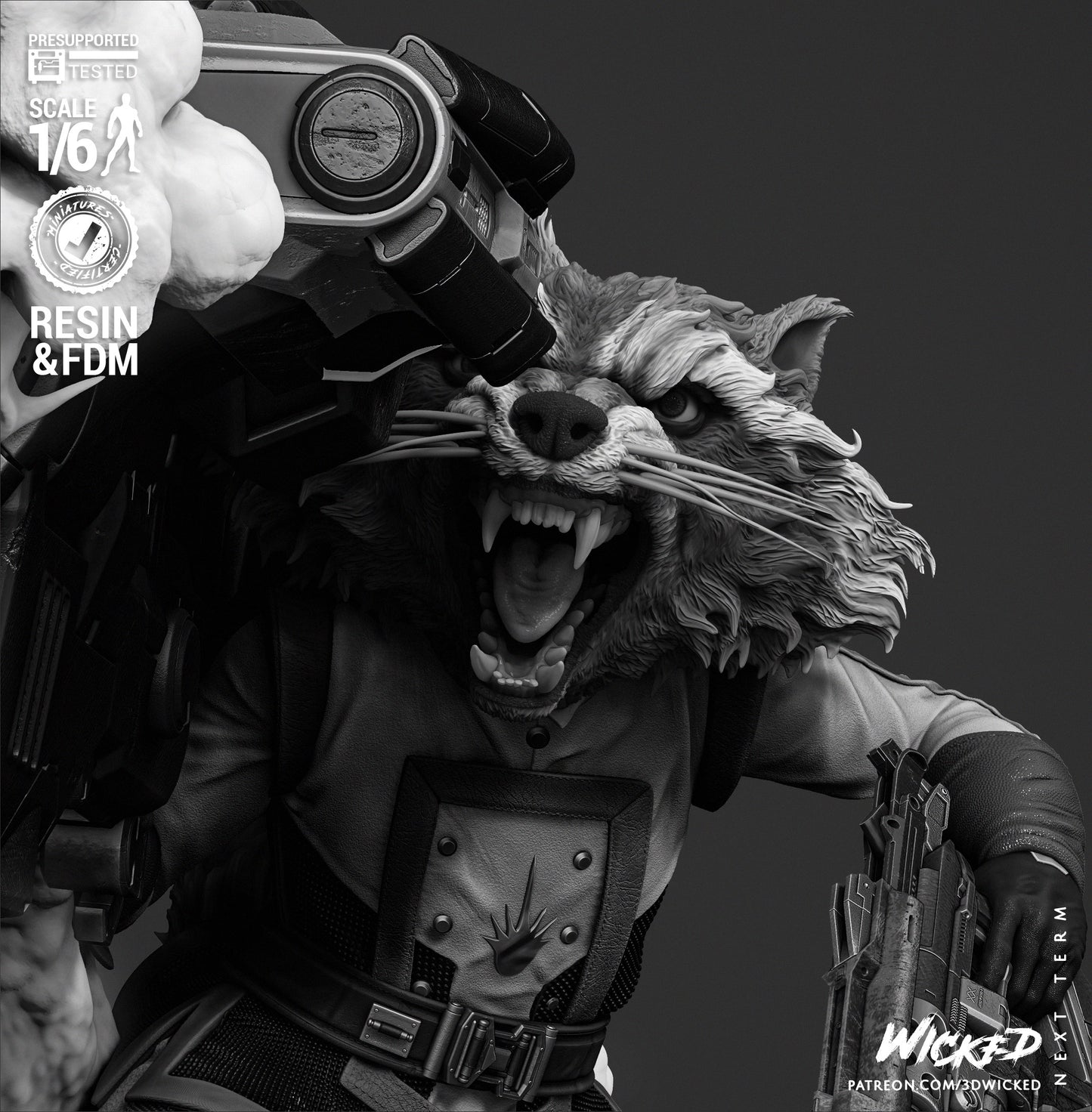 Rocket (Sculpt) - Fan Art - 3D Print Kit (Wick3d)