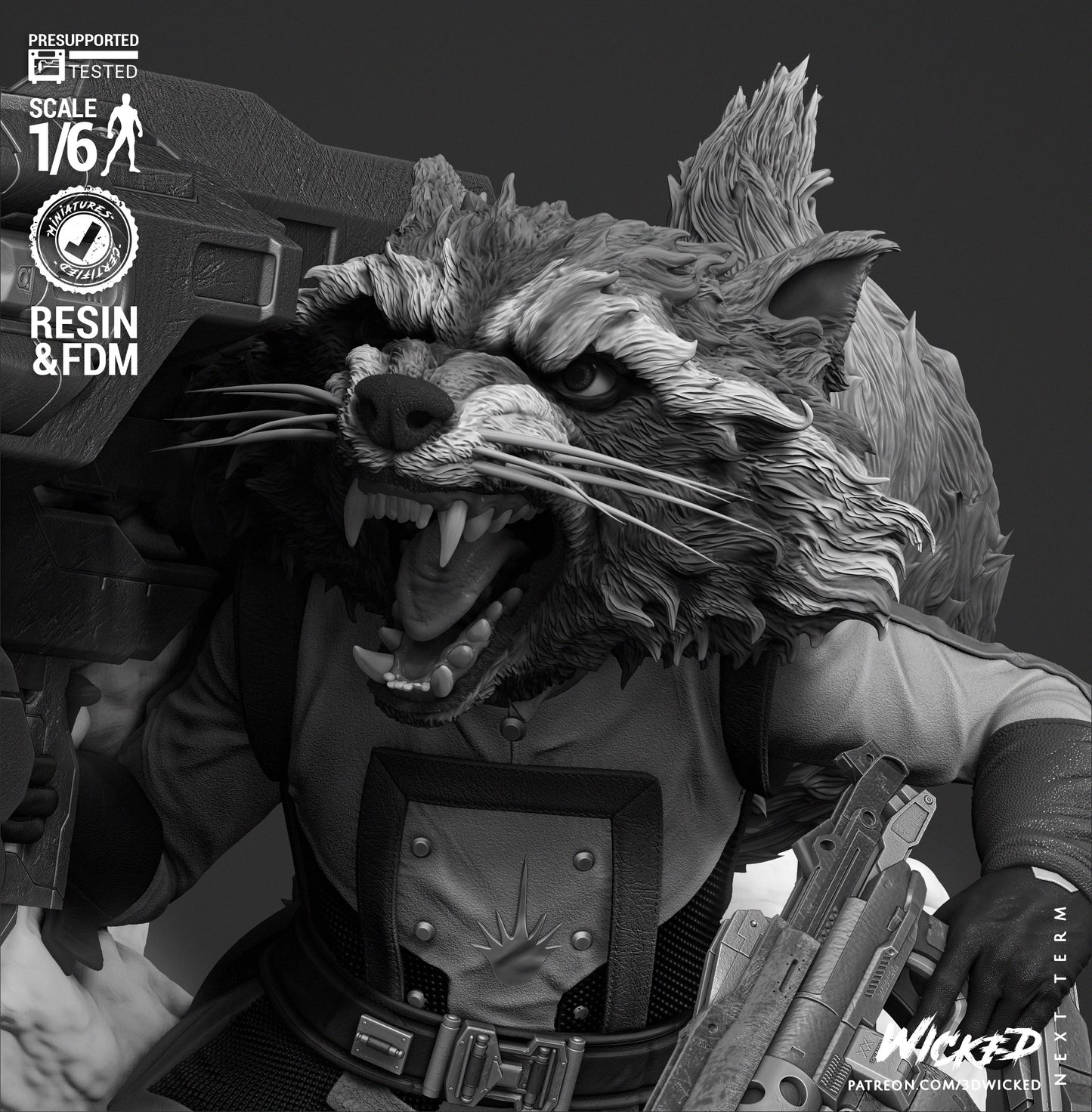 Rocket (Sculpt) - Fan Art - 3D Print Kit (Wick3d)