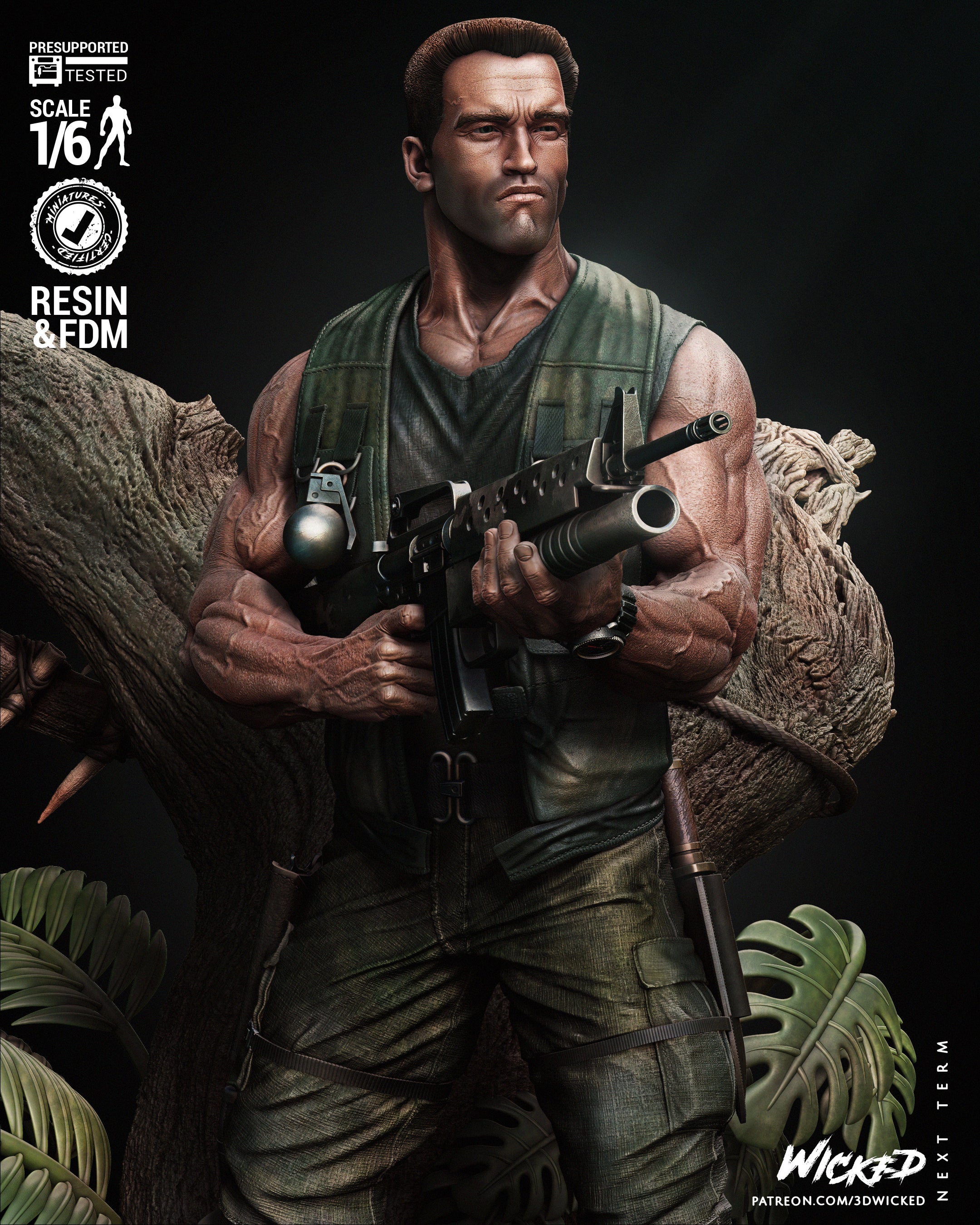 Predator & Dutch (Fan Art) Diorama - 6, 8 or 12 scale - 3D Print kit