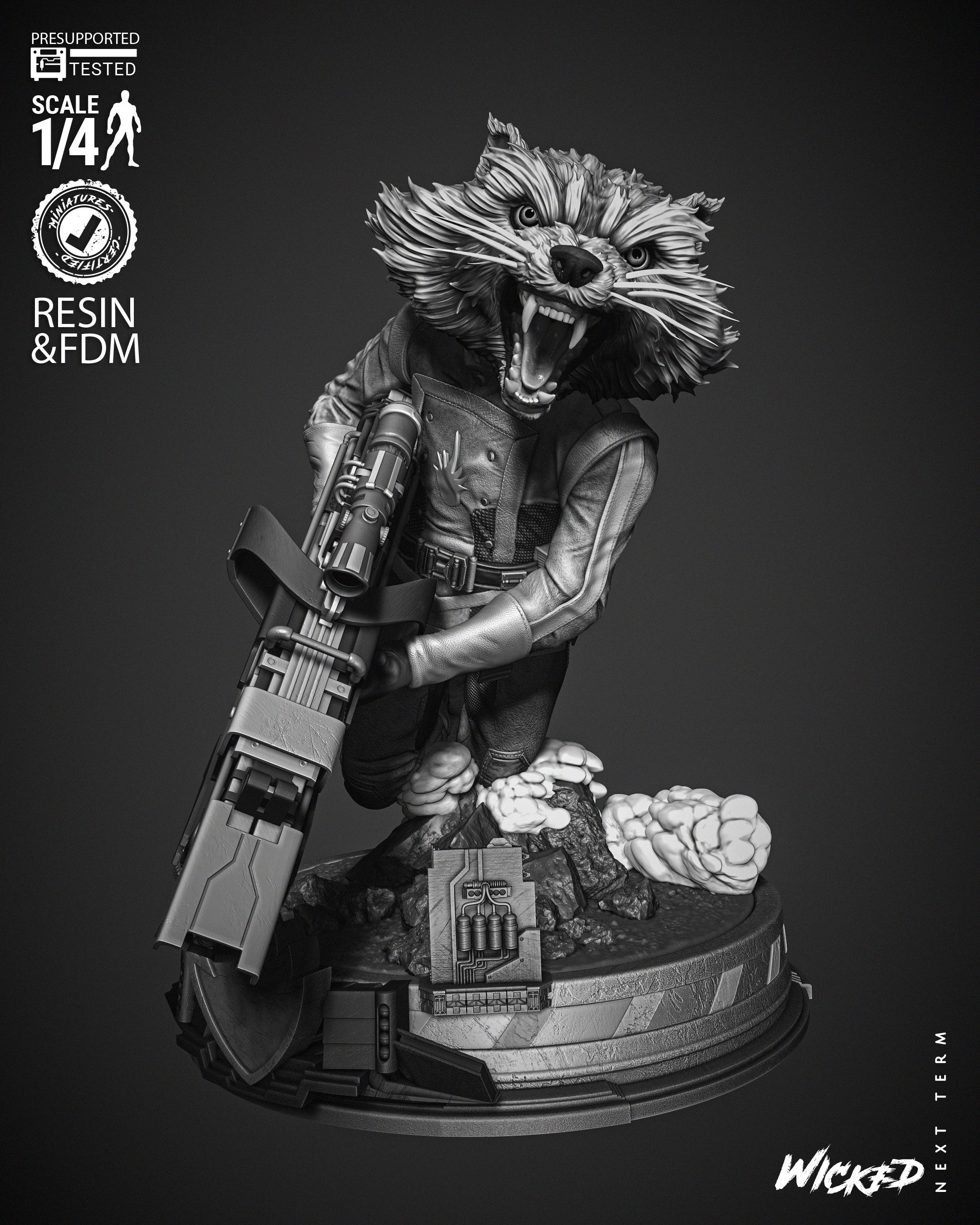 Rocket Raccoon (Bust) - Fan Art - 3D Print Kit (Wick3d)