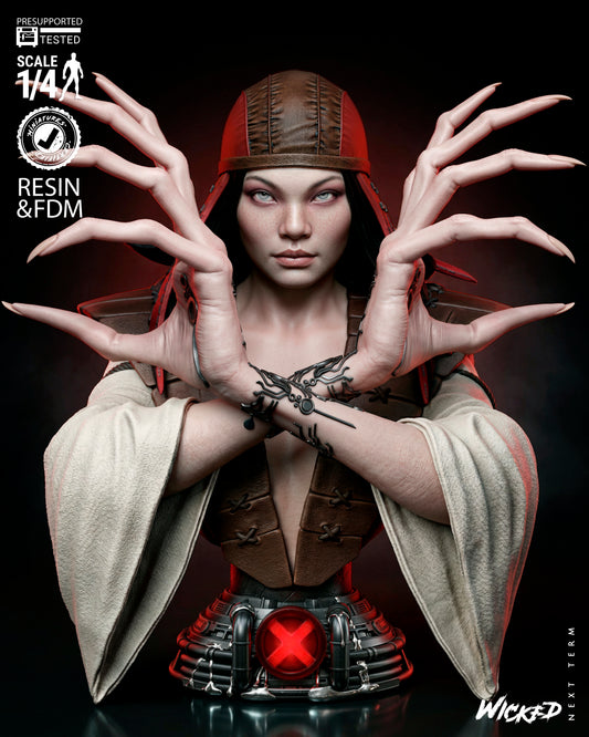 Lady Deathstrike - 3D Printed Bust - 4 / 8 Scale