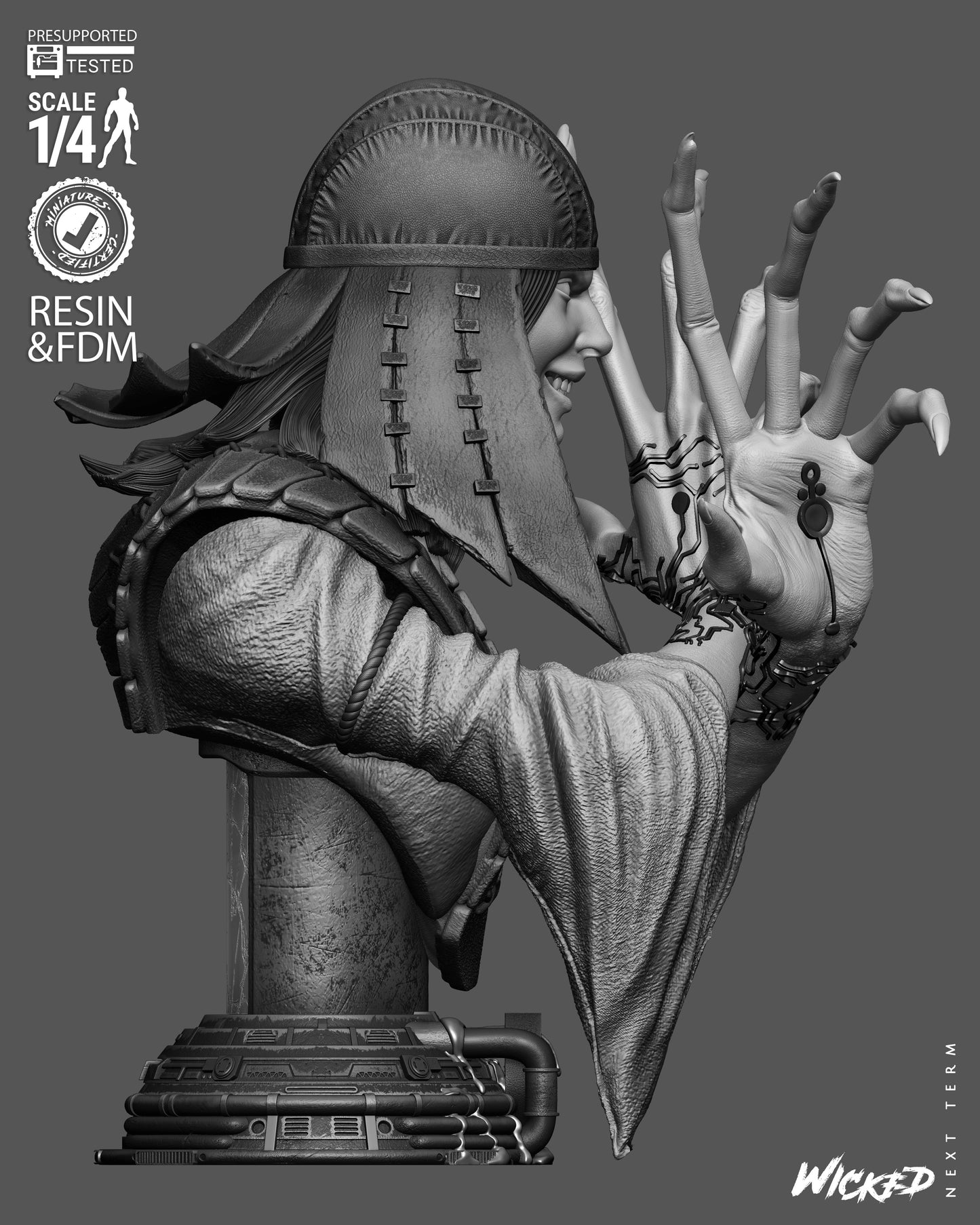 Lady Deathstrike - 3D Printed Bust - 4 / 8 Scale