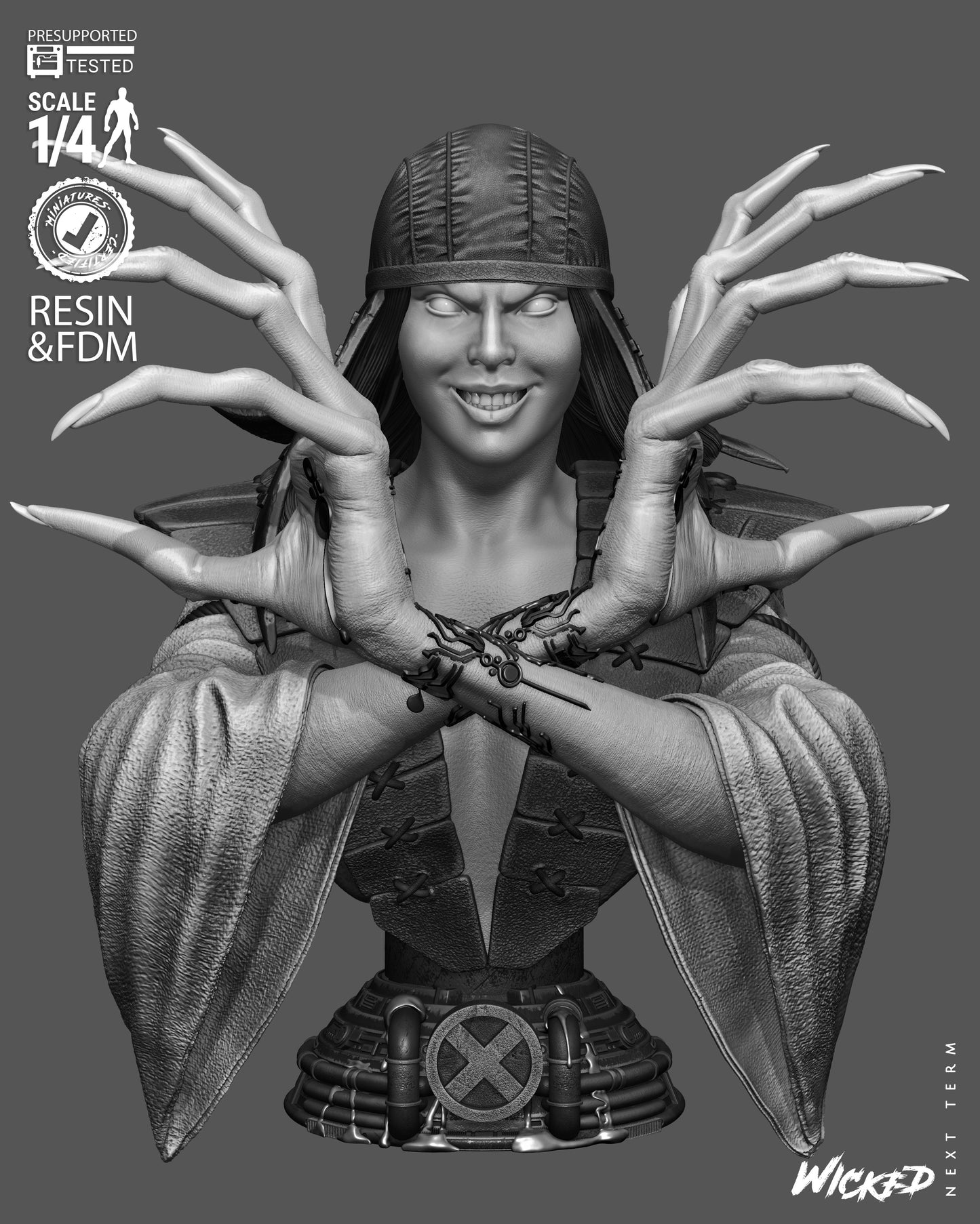 Lady Deathstrike - 3D Printed Bust - 4 / 8 Scale