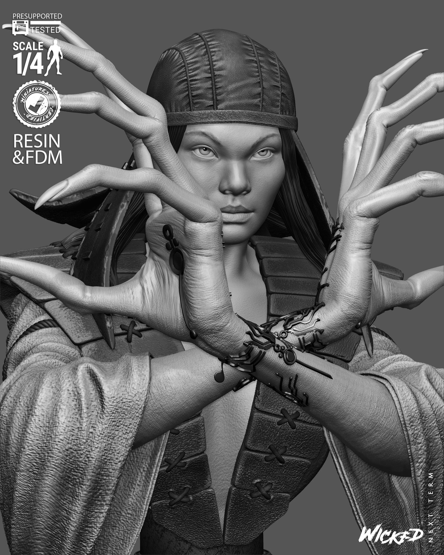 Lady Deathstrike - 3D Printed Bust - 4 / 8 Scale