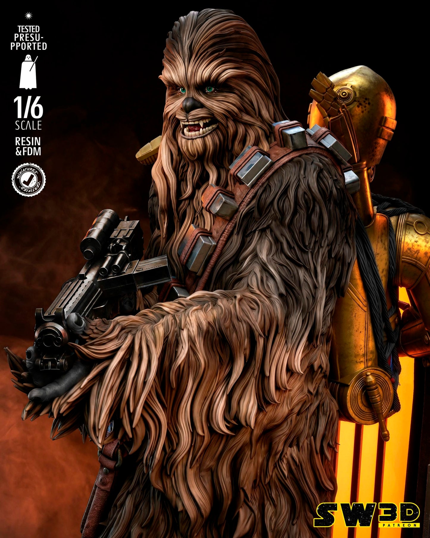 Chewbacca Sculpt (Star Wars) - 3D printed model kit (Fan Art)