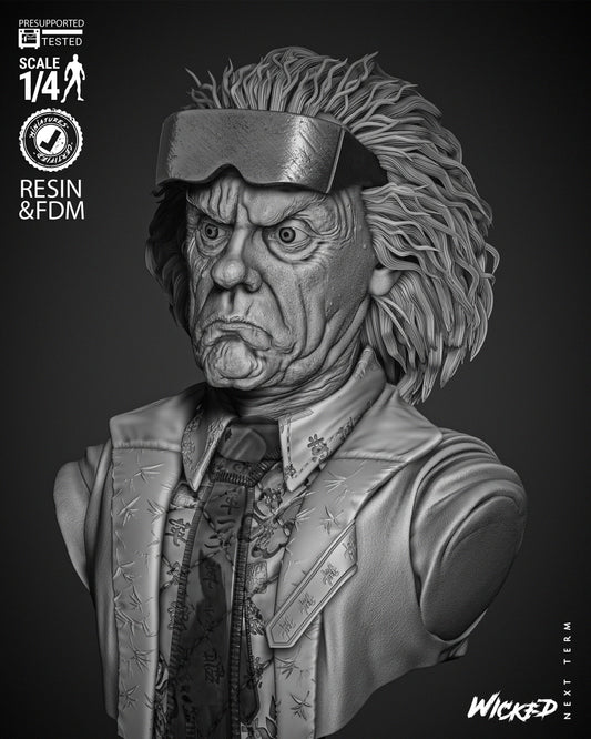 Dr Emmett Brown Doc Brown - Back to the Future - 3D Printed Bust Model Kit