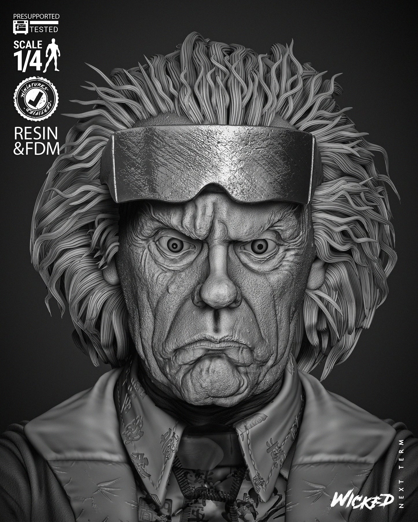 Dr Emmett Brown Doc Brown - Back to the Future - 3D Printed Bust Model Kit